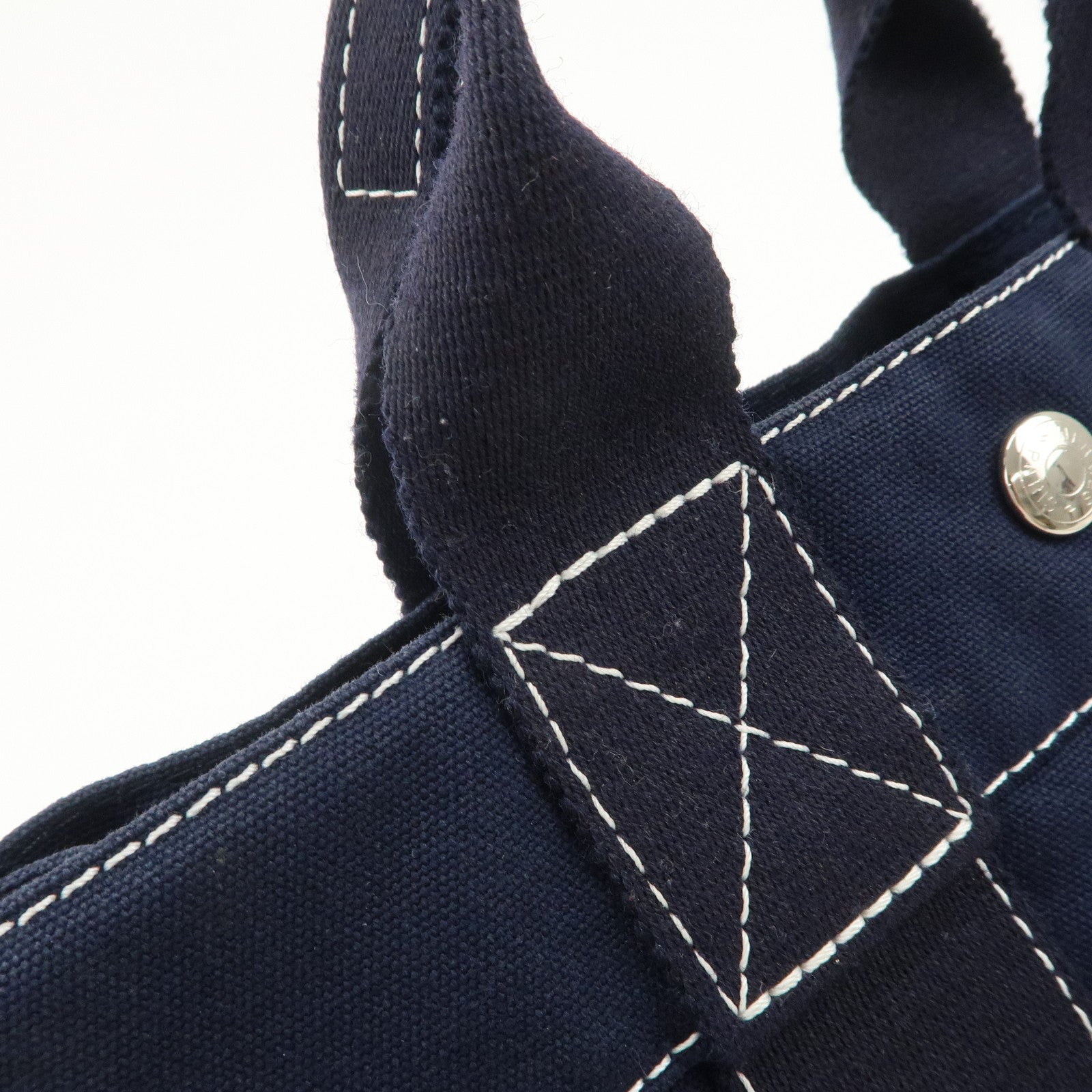 HERMES Deauville PM Cotton Tote Bag Hand Bag Navy