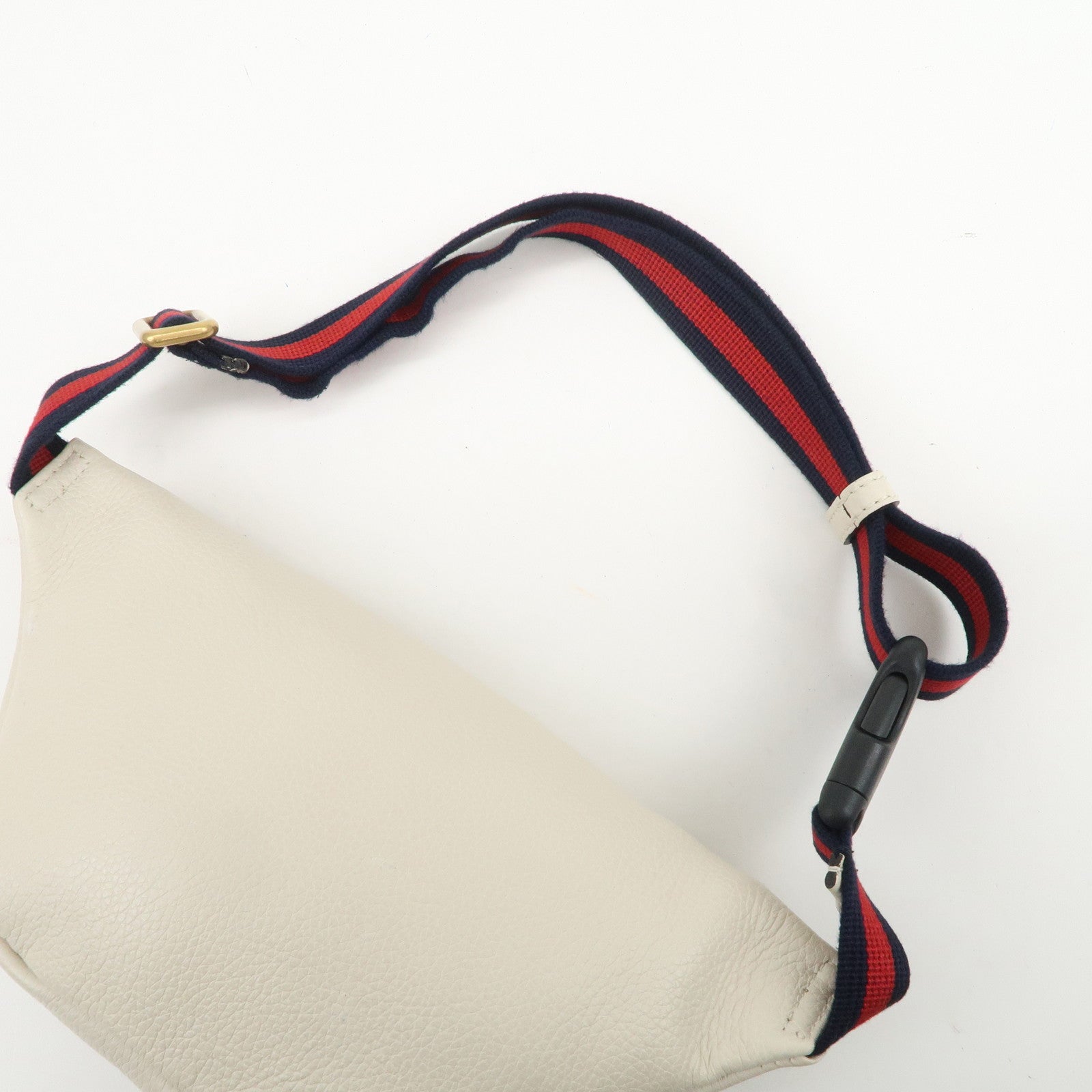 GUCCI Sherry Leather Canvas Waist Bag Crossbody Bag Ivory 527792