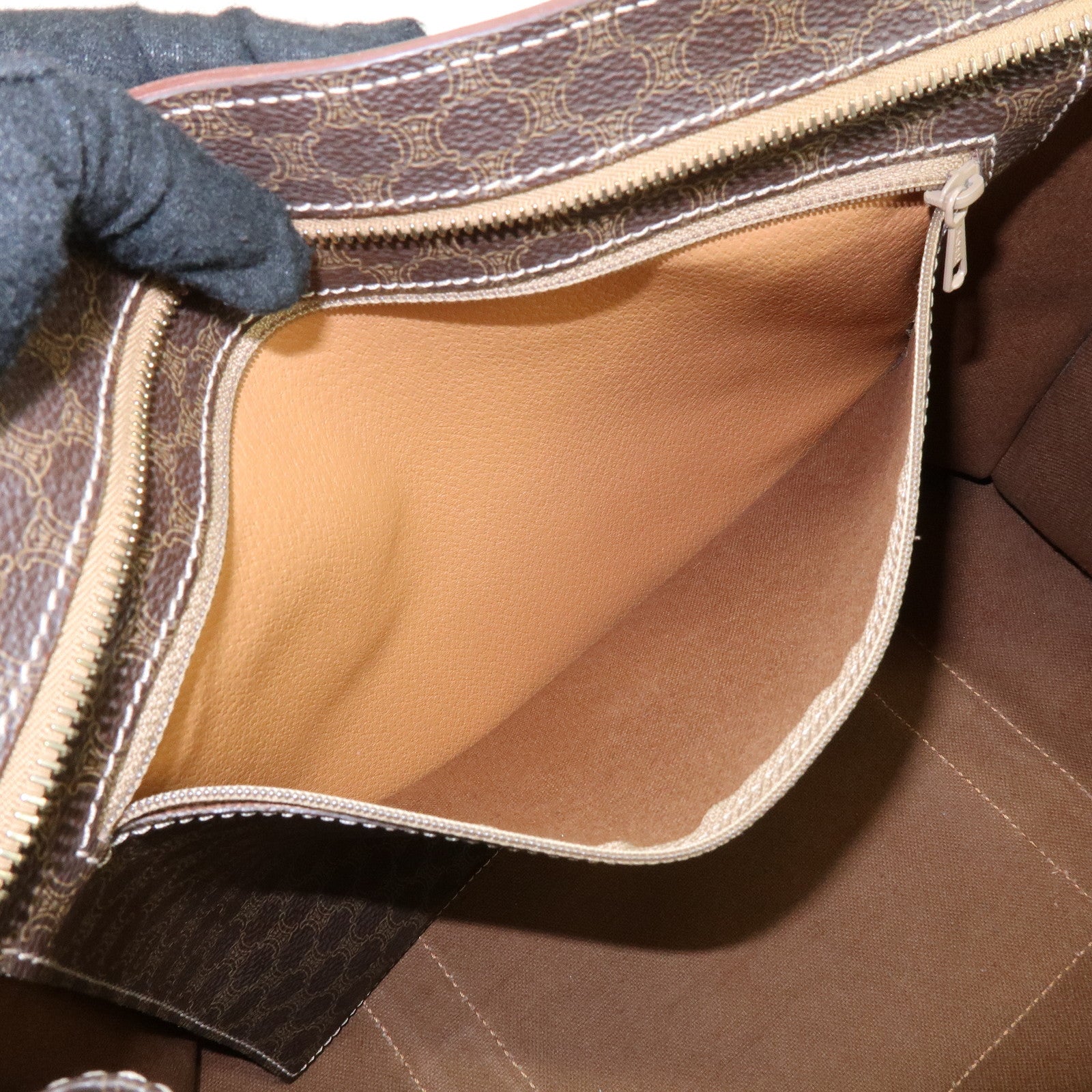 CELINE Macadam PVC Canvas Leather Tote Bag Shoulder Bag Brown