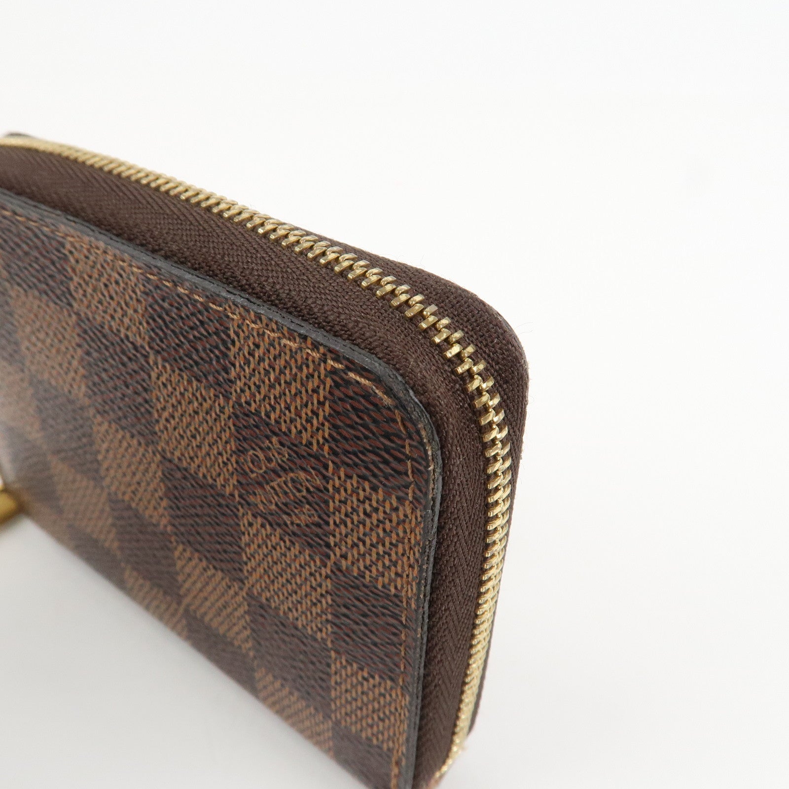 Louis Vuitton Damier Canvas Zippy Round Coin Case Coin Pourse Brown N60213