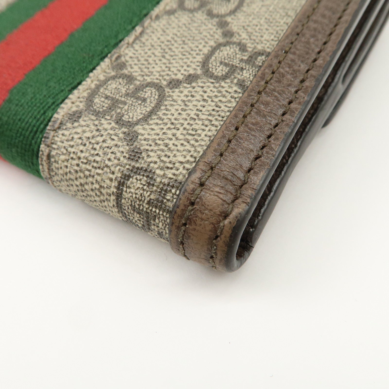 GUCCI Ophidia Sherry GG Supreme Wallet Beige Brown 523173 Used