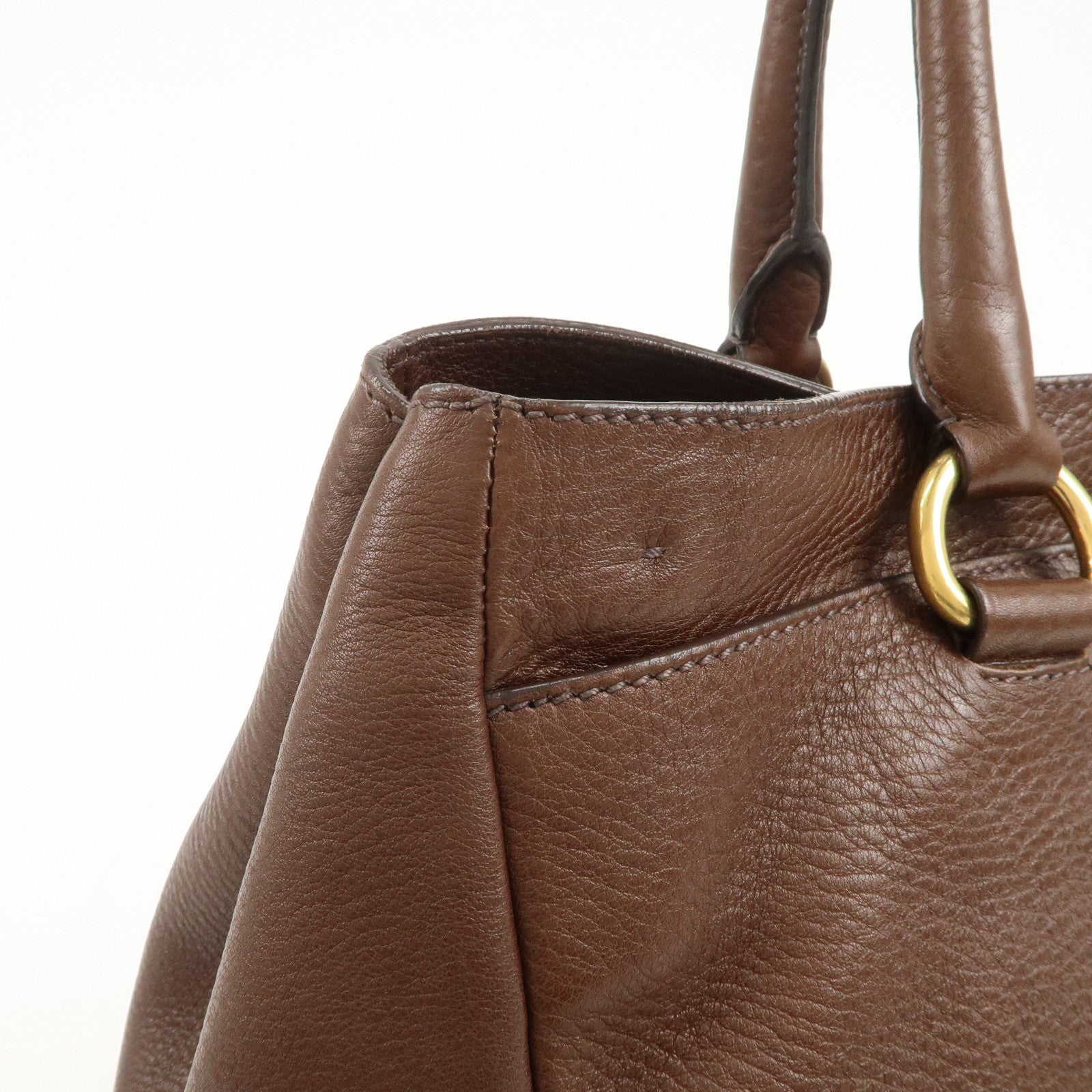 PRADA Vitello Daino Leather 2Way Shoulder Bag Tote Bag Brown BR4393
