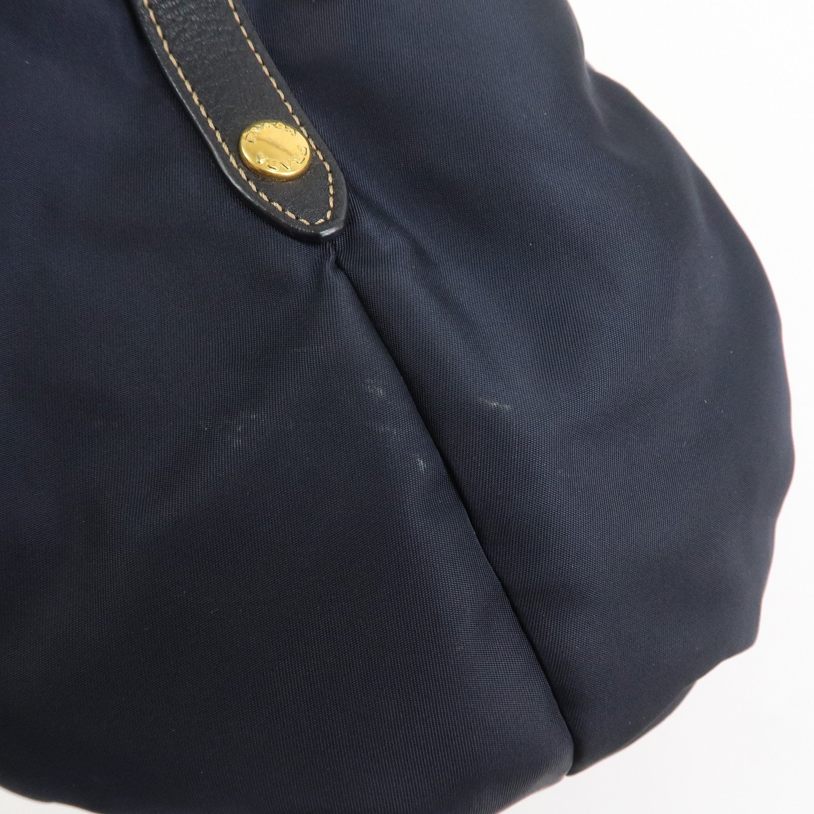 PRADA Logo Nylon Leather 2Way Bag Shoulder Bag Hand Bag Navy BR4420