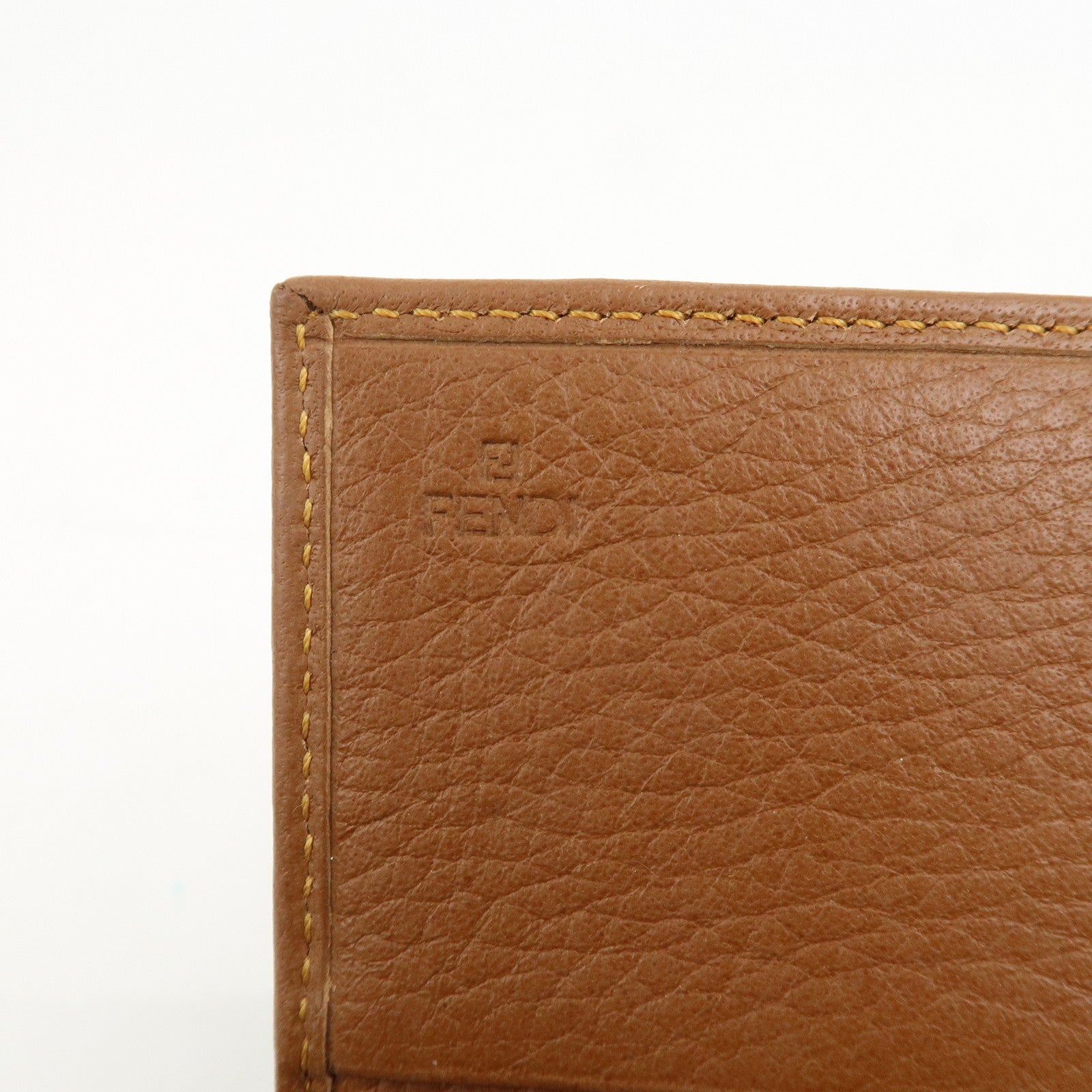 FENDI Zucchino Canvas Leather Bi-fold Long Wallet Brown 8M0000