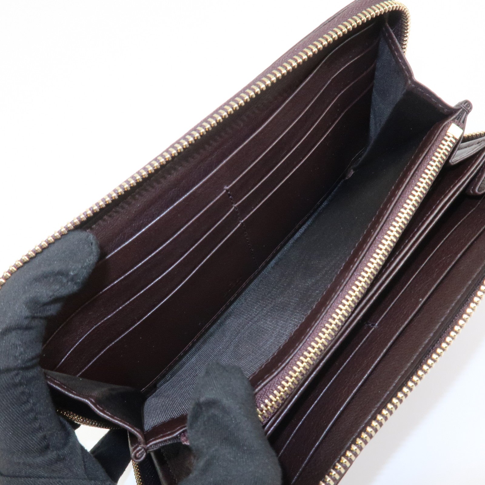 GUCCI Guccissima Interlocking G Round Zippy Wallet Brown 323397