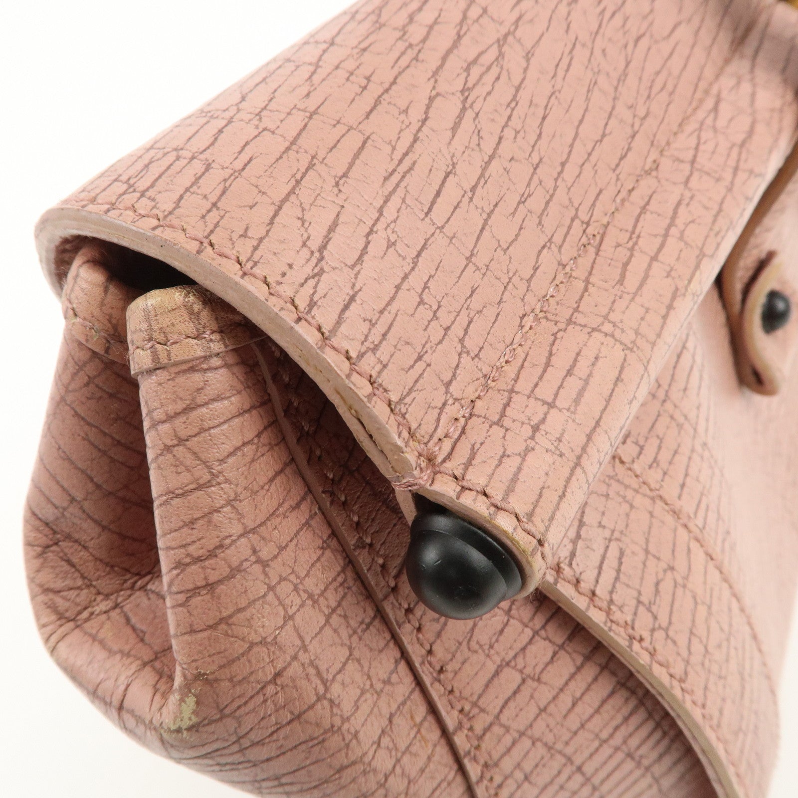 GUCCI Bamboo Embossed Leather Shoulder Bag Hand Bag Pink 111715