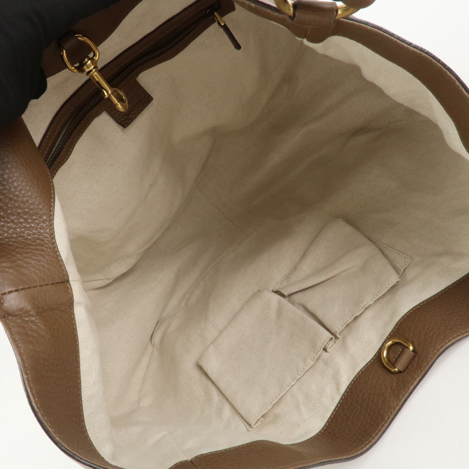 GUCCI Interlocking G Leather Tote Bag Shoulder Bag Brown 309531