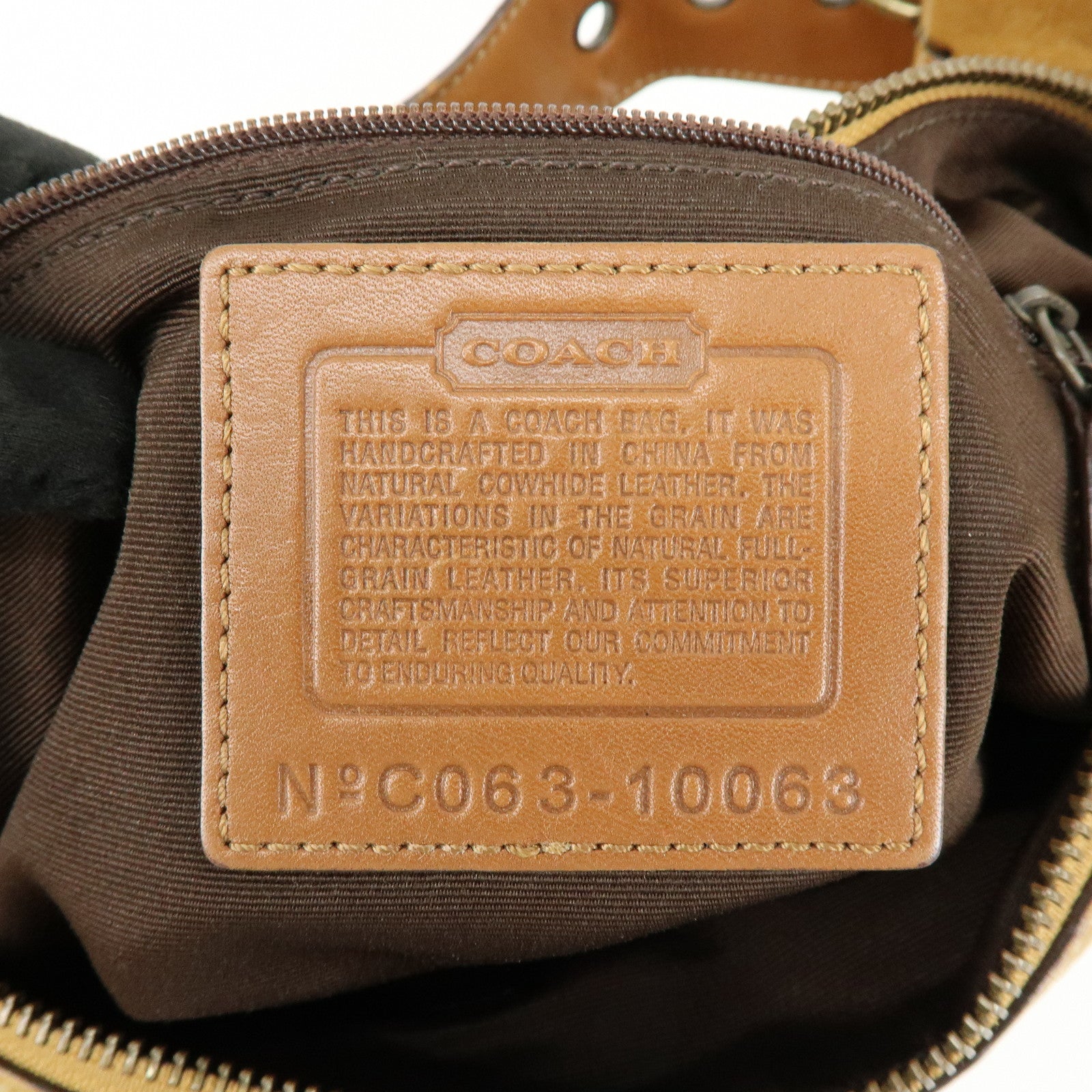 COACH Leather Shoulder Bag Hand Bag Studs Camel