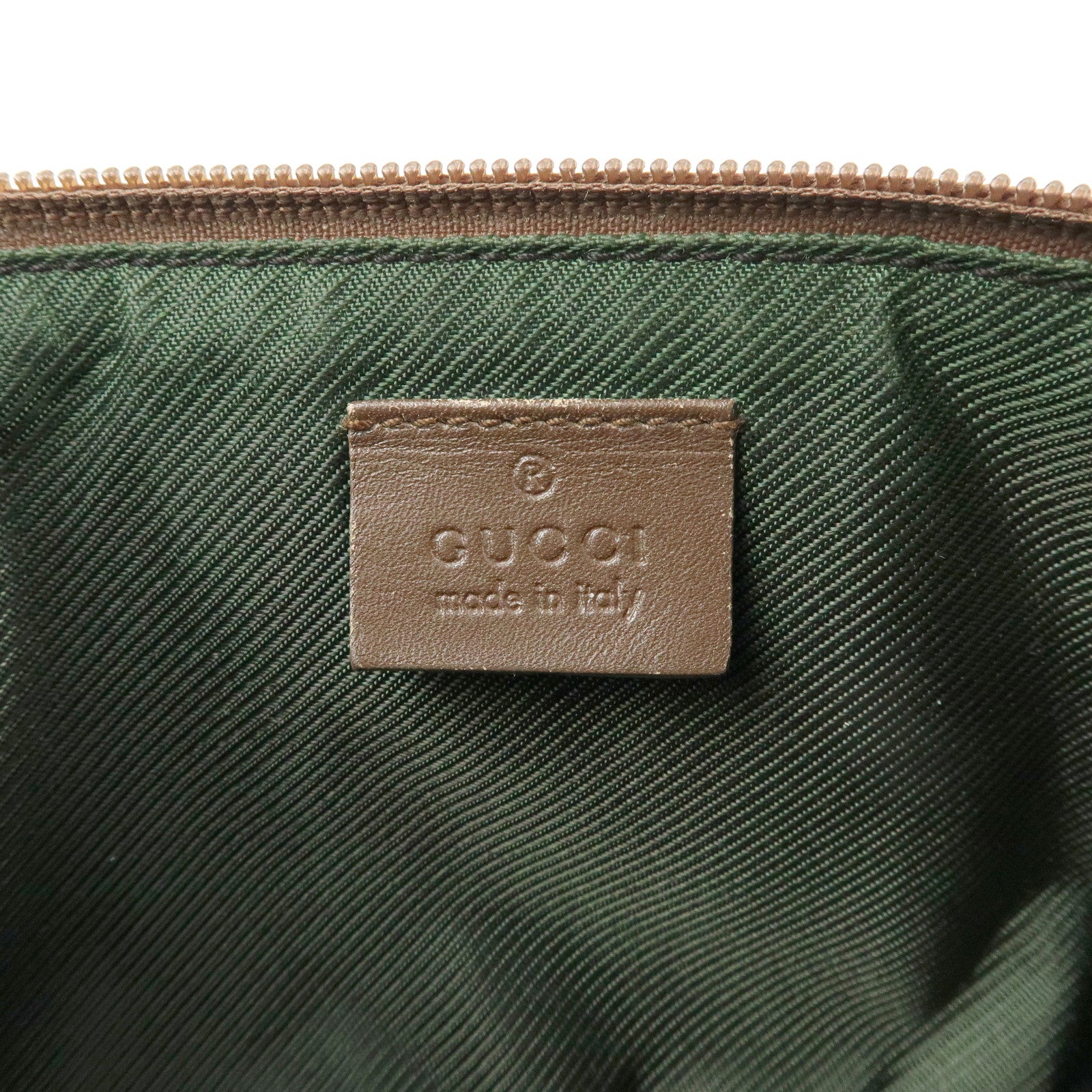 GUCCI Boat Bag GG Canvas Hand Bag Accessory Pouch Beige Brown 07198
