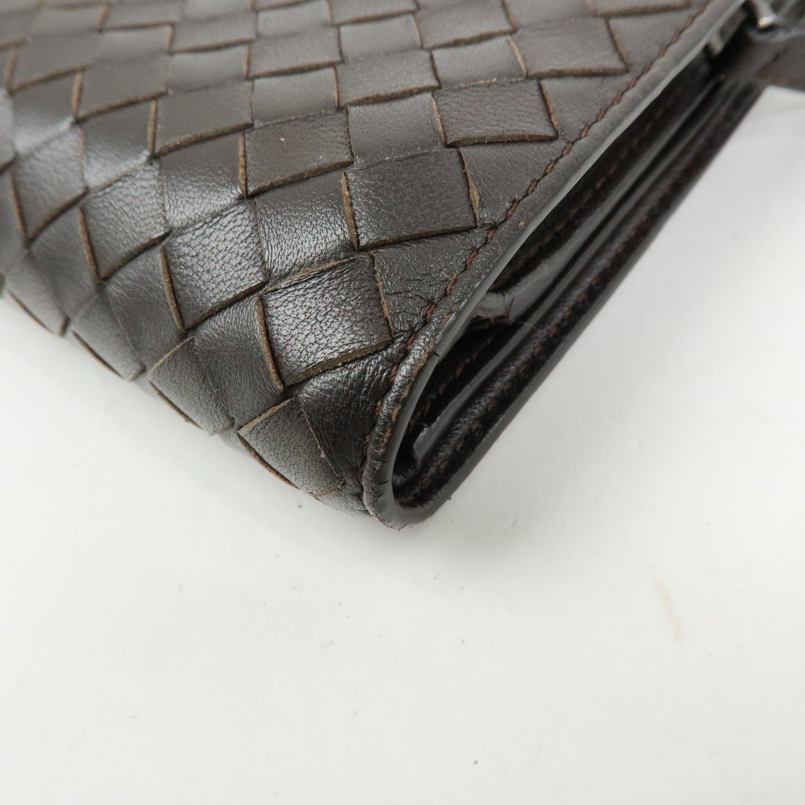 BOTTEGA VENETA Intrecciato Leather Bi-fold Long Wallet Brown