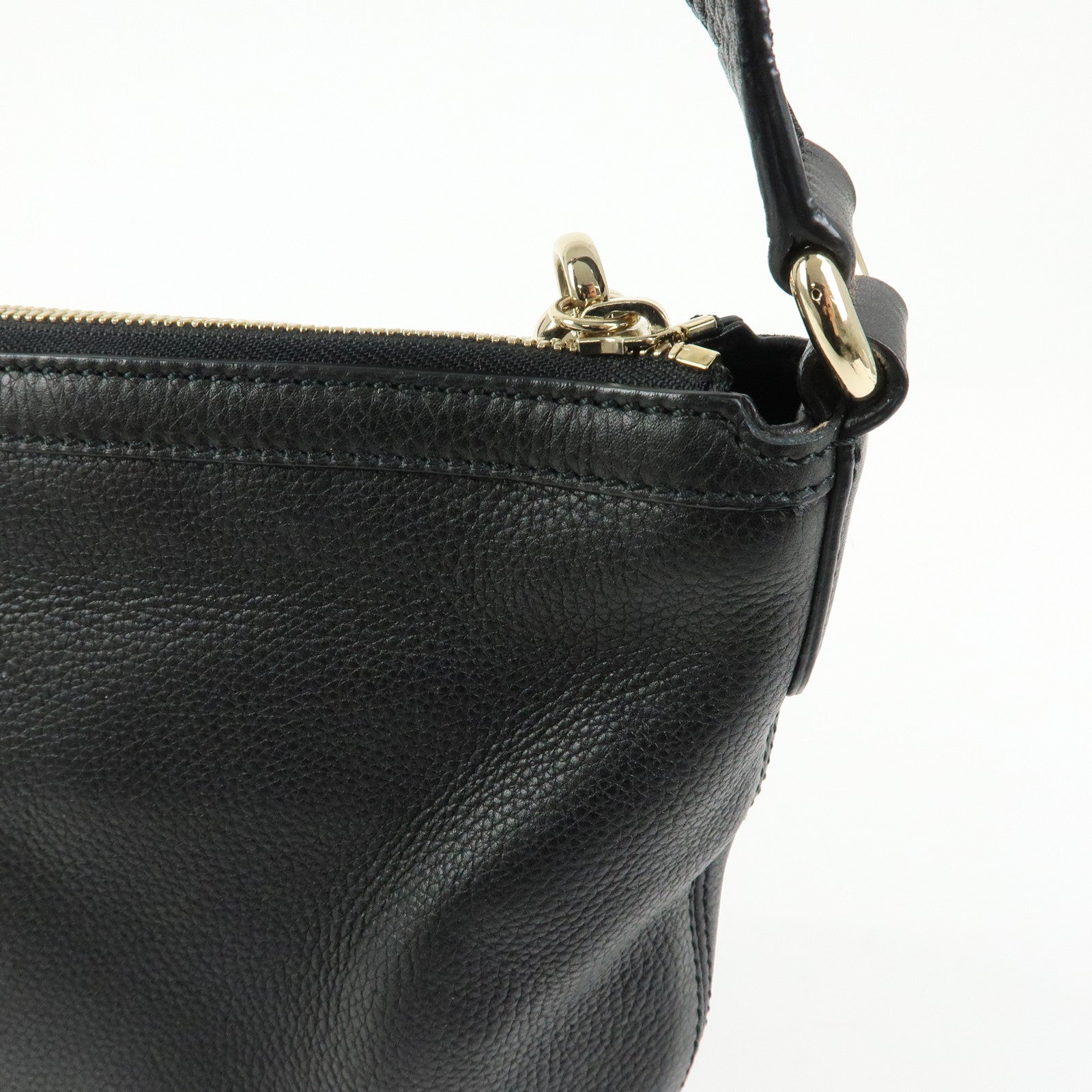 GUCCI SOHO Interlocking G Leather Shoulder Bag Black 308361