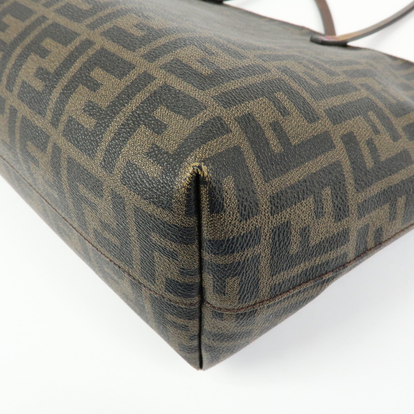 FENDI Zucca PVC Leather Tote Bag Shoulder Bag Brown Black 8BH198