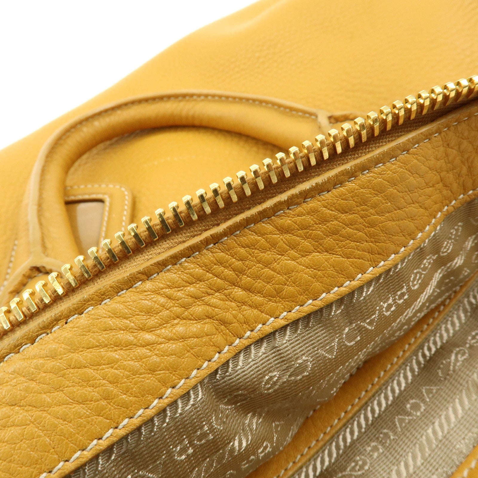 PRADA Triangle Logo Leather 2Way Bag Hand Bag Shoulder Bag BL0778