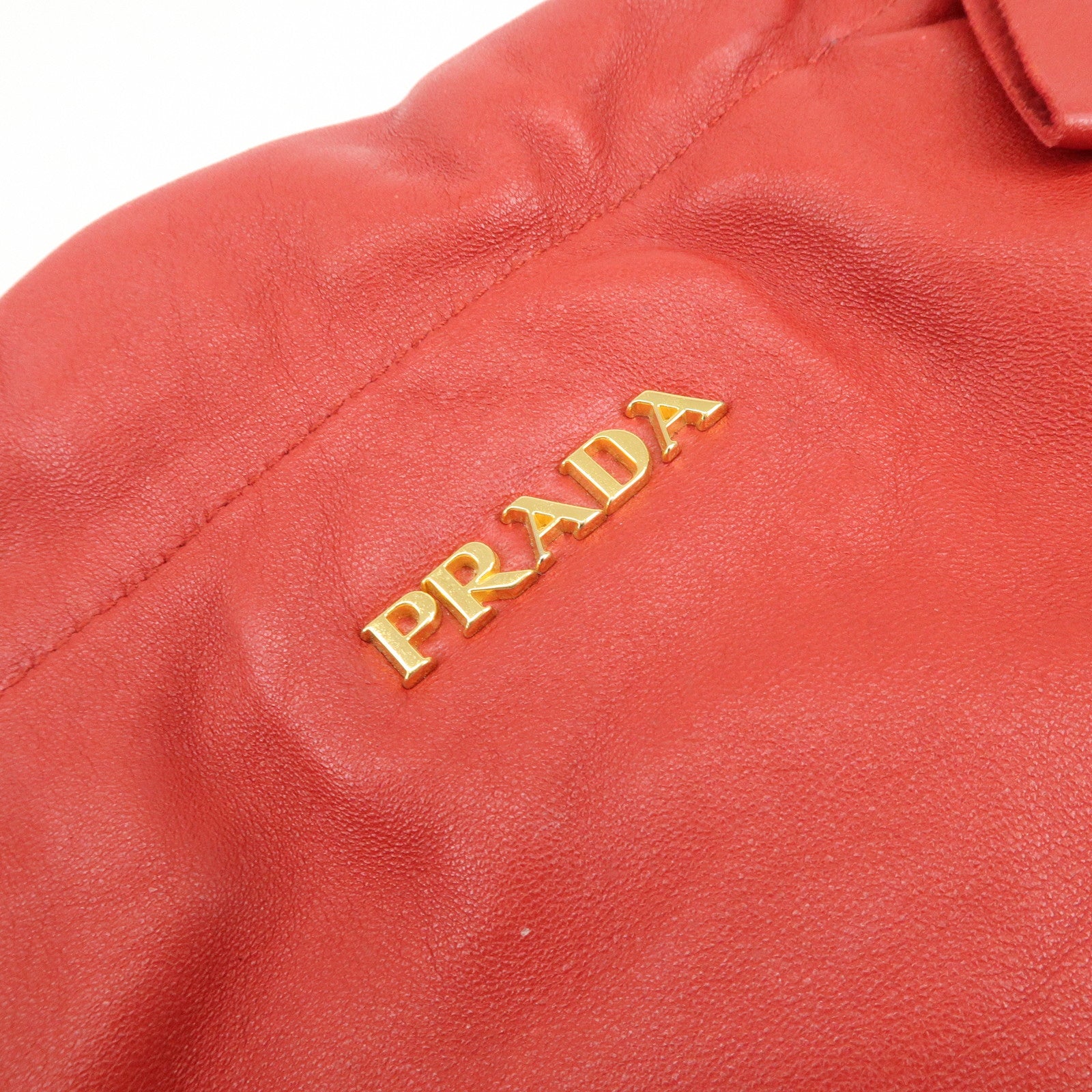 PRADA Logo Leather 2Way Bag Hand Bag Shoulder Bag Red BR4205