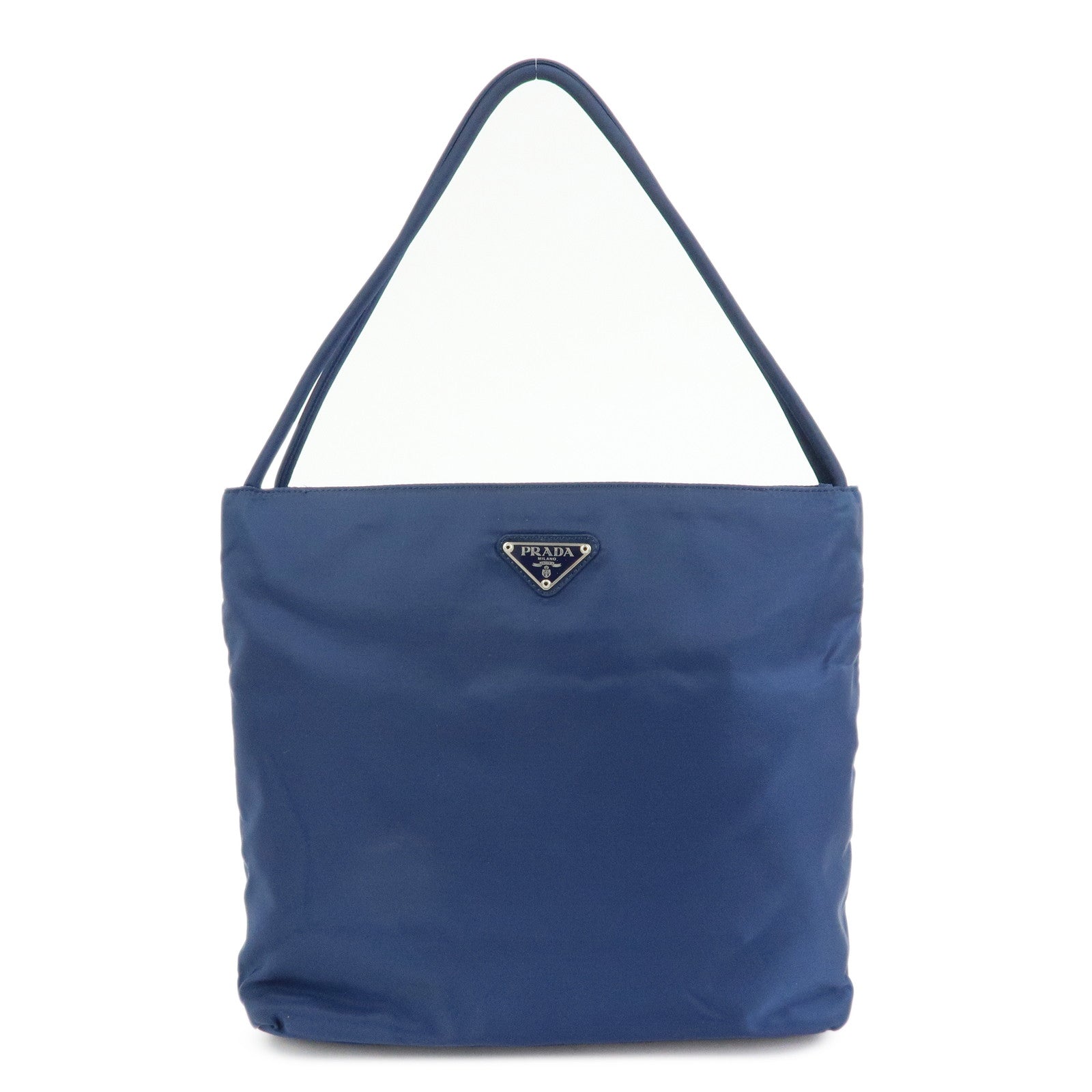 PRADA Triangle Logo Nylon Shoulder Bag Hand Bag Navy B6242