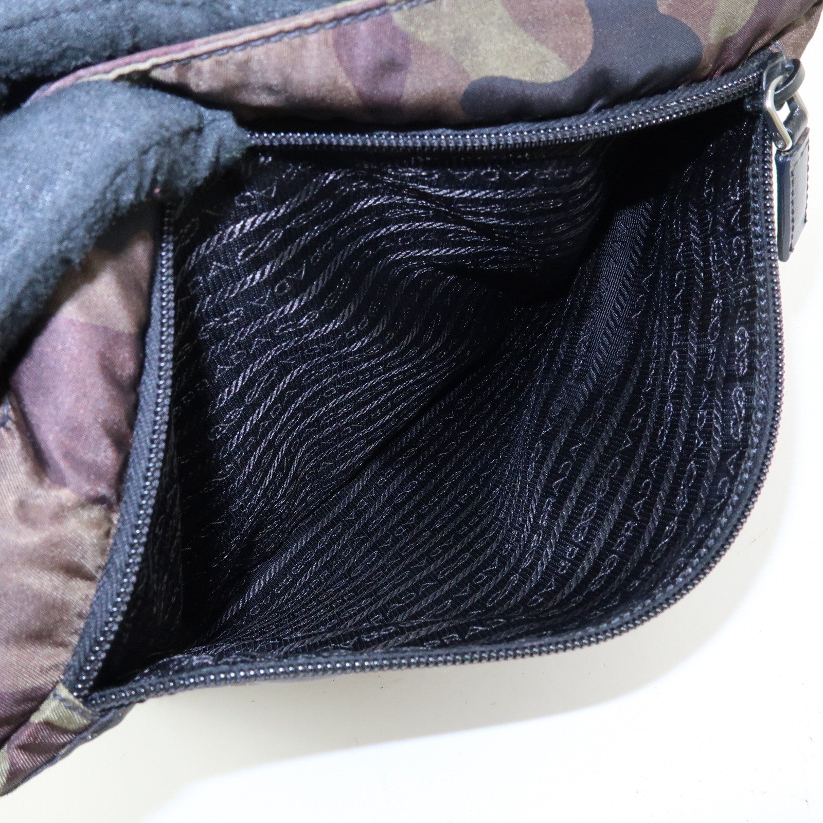 PRADA Triangle Logo Nylon Leather Camouflage Shoulder Bag VA0886