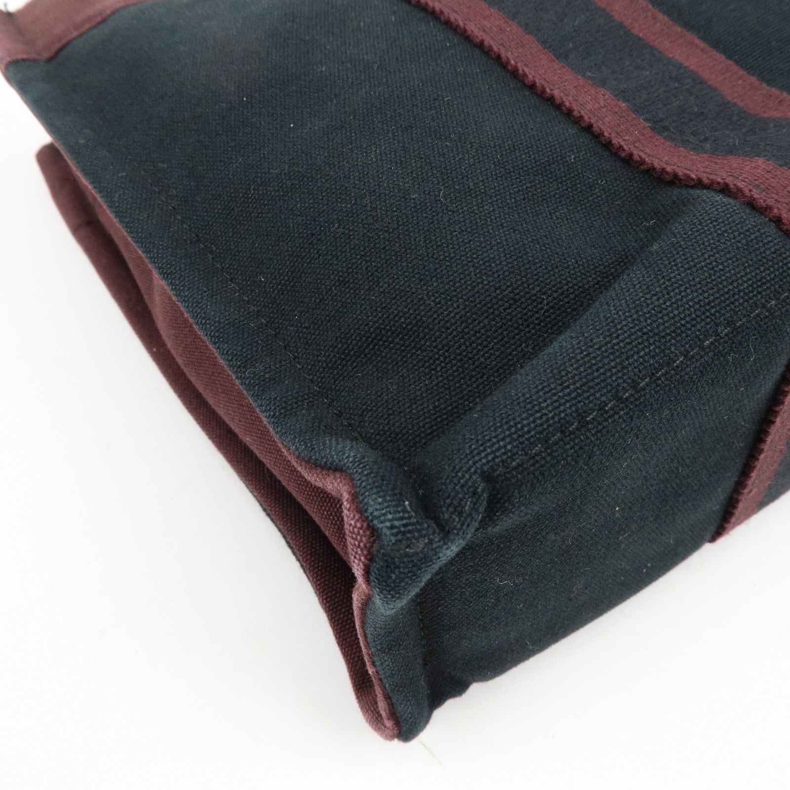 HERMES Fourre Tout PM Canvas Hand Bag Tote Bag Black Bordeaux