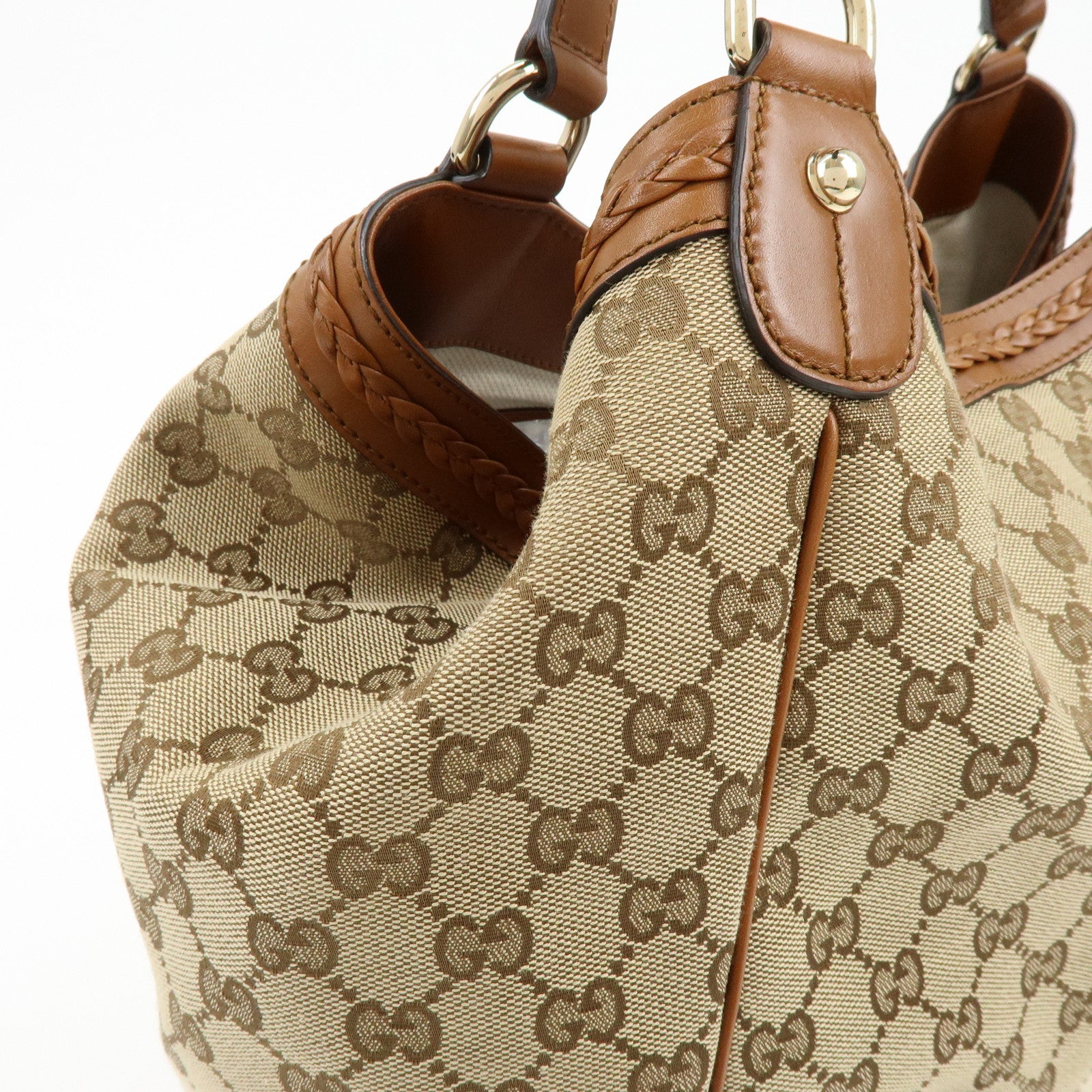 GUCCI Interlocking G GG Canvas Leather Tote Bag Shoulder Bag 296896