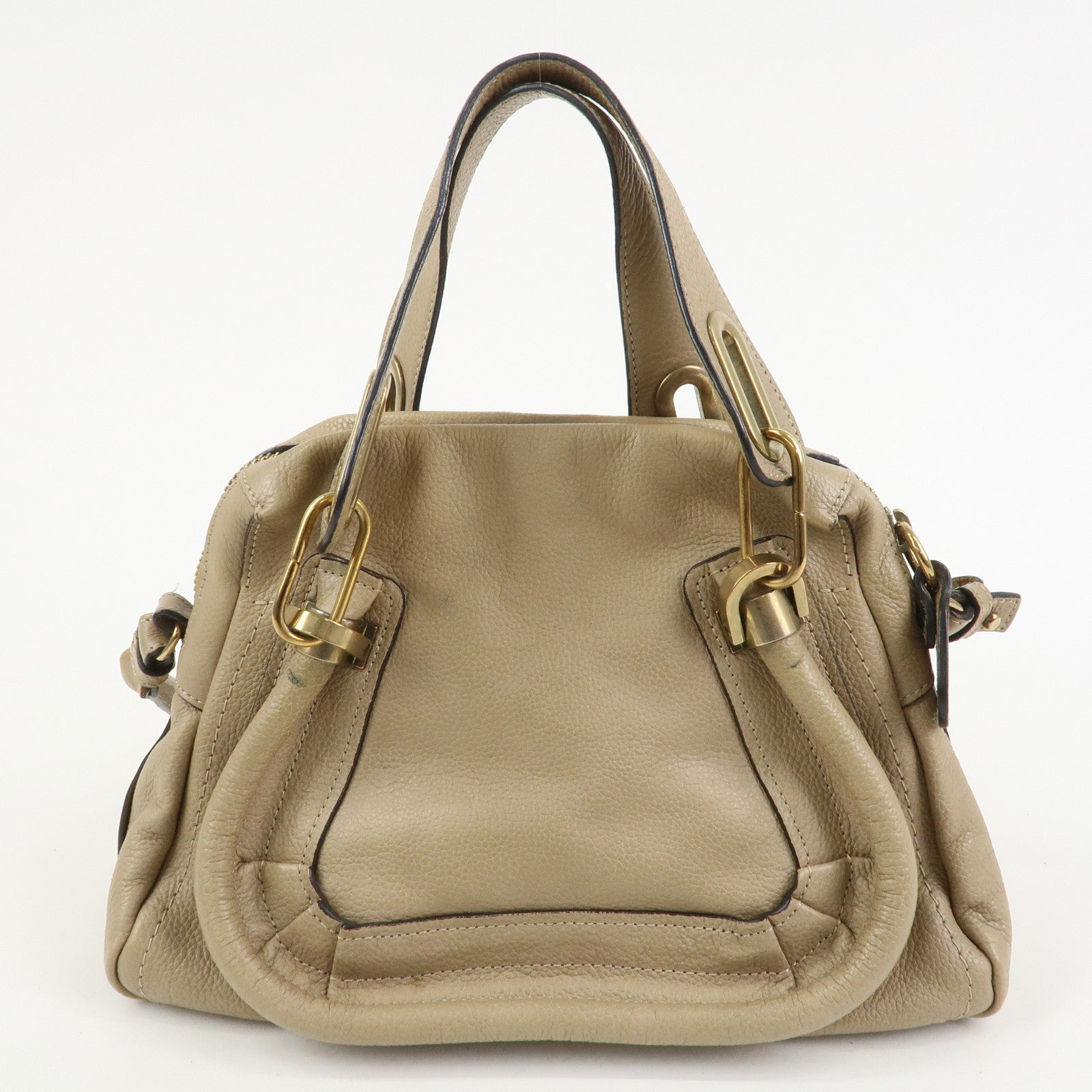 Chloe Parati Leather 2WAY Bag Shoulder Bag Beige