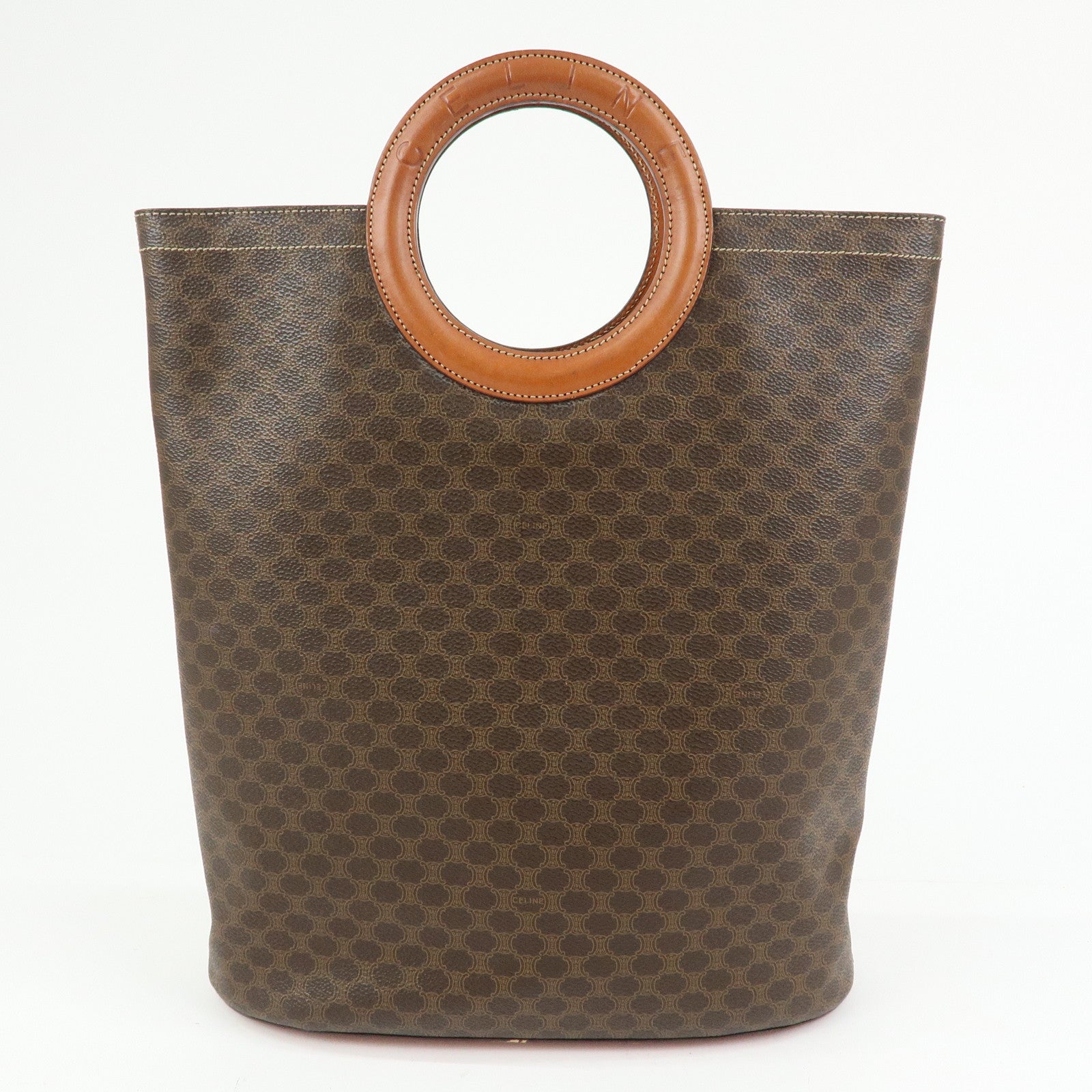 CELINE Macadam PVC Leather Hand Bag Tote Bag Brown