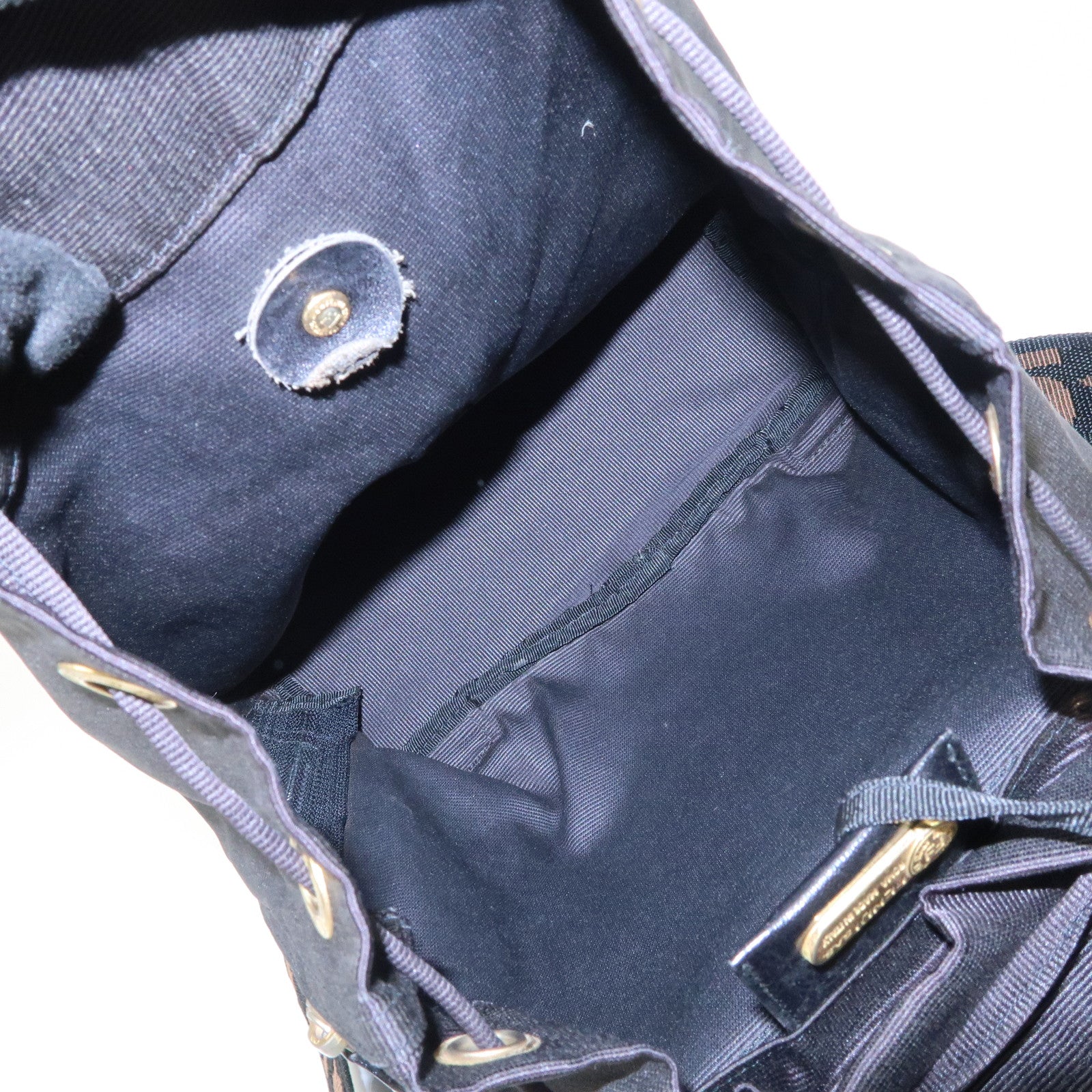 FENDI Nylon Leather Back Pack Black Gold Hardware 263390