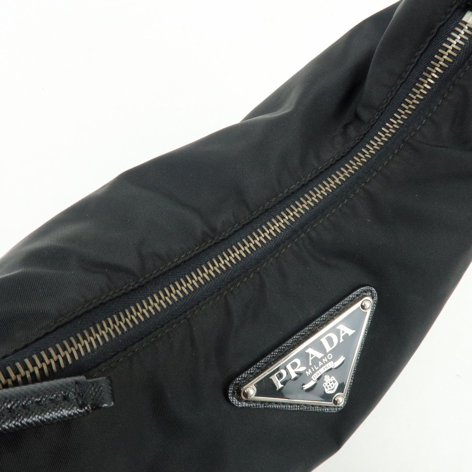 PRADA Triangle Logo Nylon Saffiano Leather Shoulder Bag BR3332