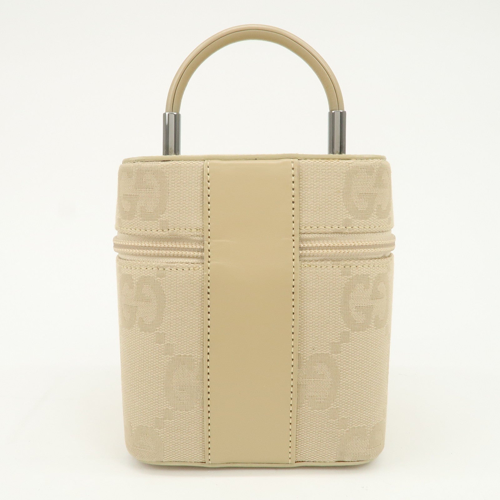 GUCCI GG Canvas Leather Vanity Bag Hand Bag Light Beige 039.1052