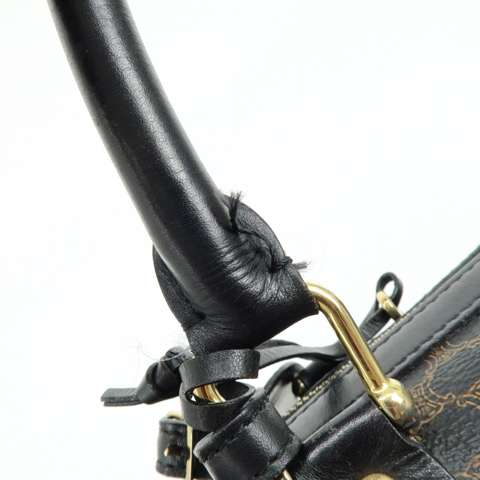 CELINE Macadam PVC Leather Boston Bag Tote Bag Black Brown