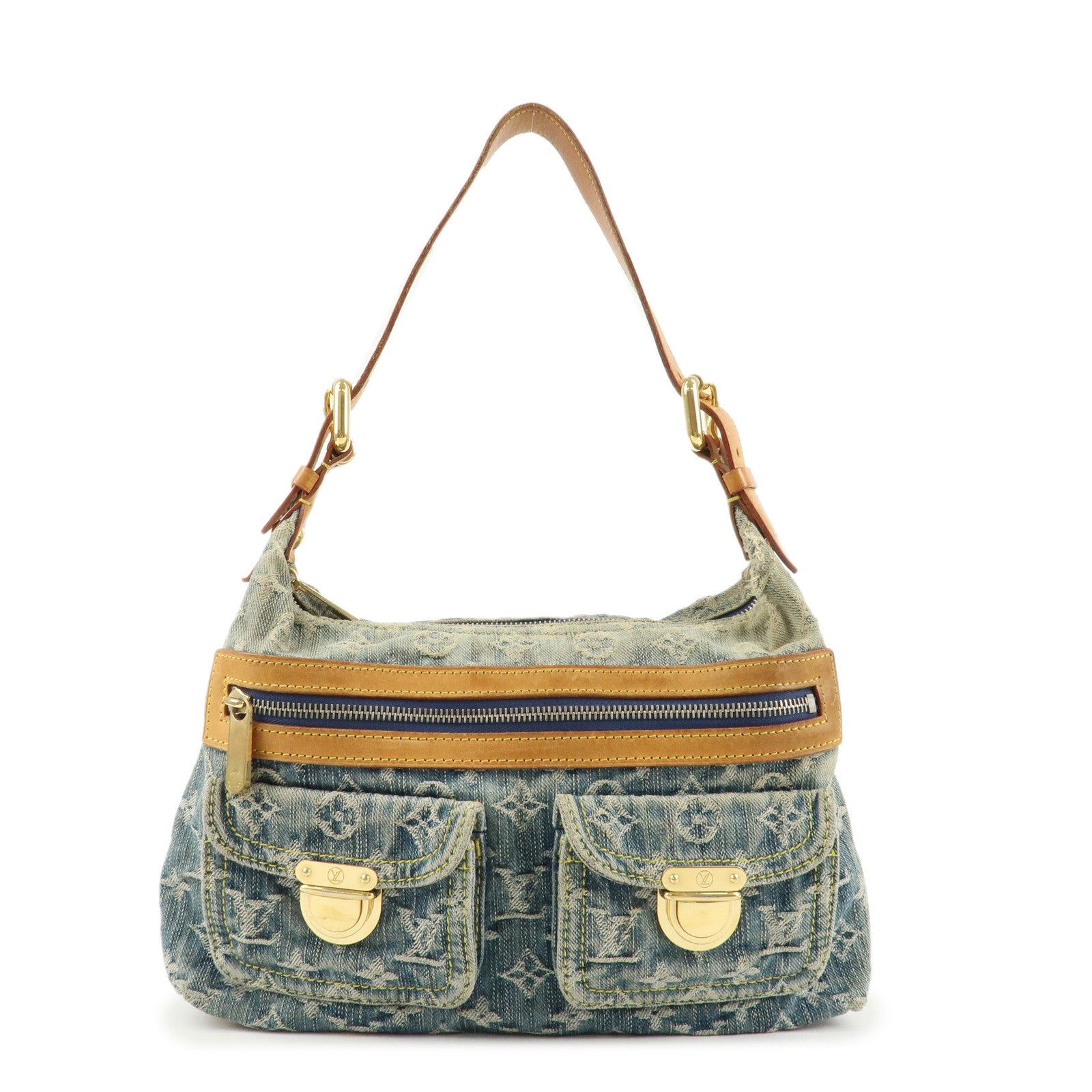 Louis Vuitton Monogram Denim Baggy PM 2Way Shoulder Bag Blue M95049 Used