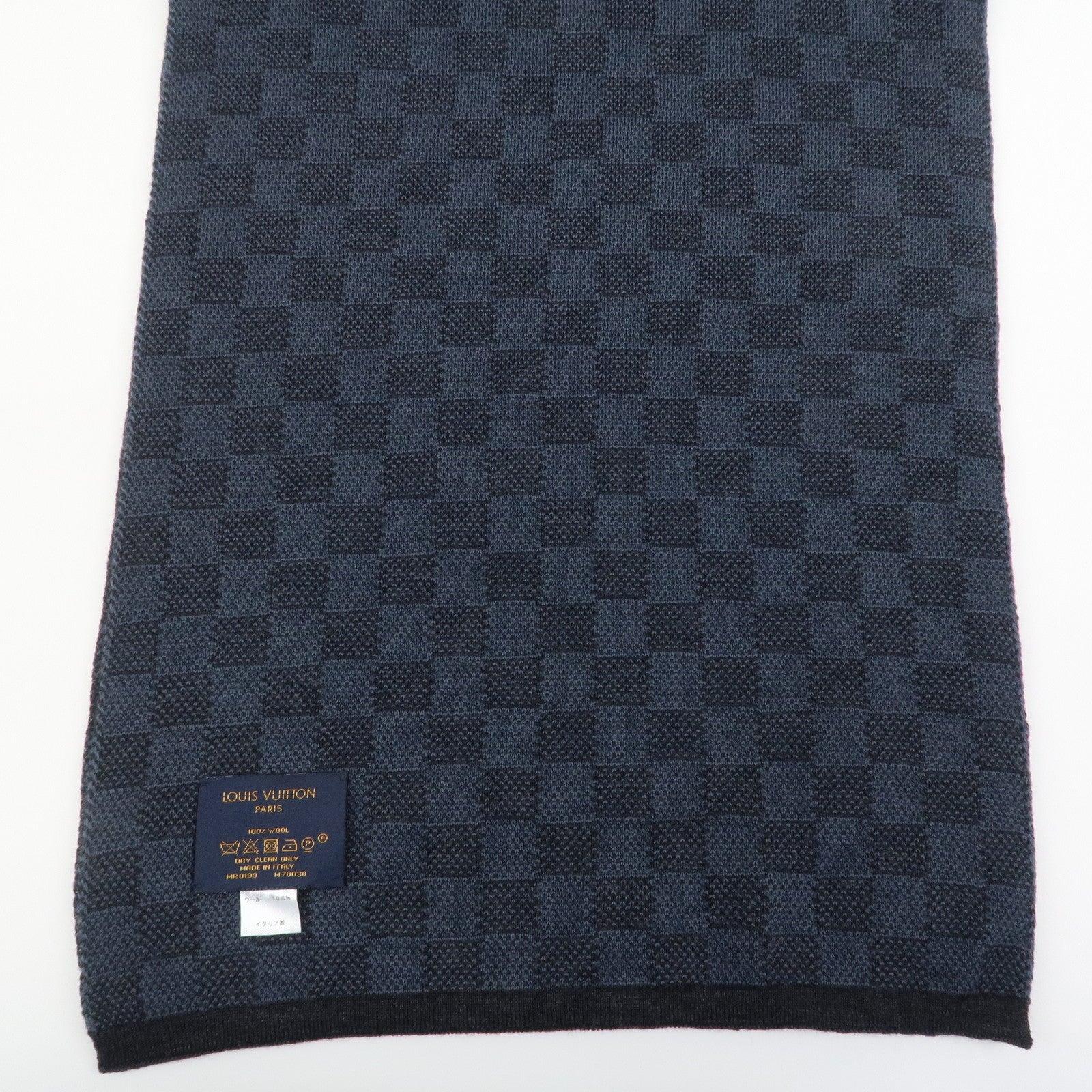 Louis Vuitton Damier Echarpe Petite Wool Scarf Cobalt M70030