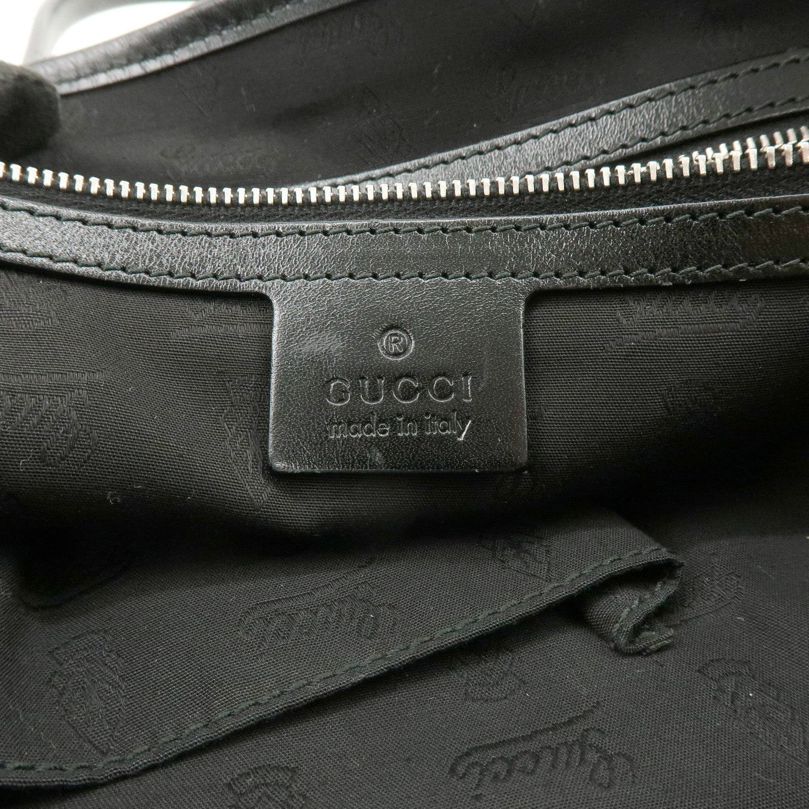 GUCCI Interlocking G Leather Tote Bag Hand Bag Black 232957