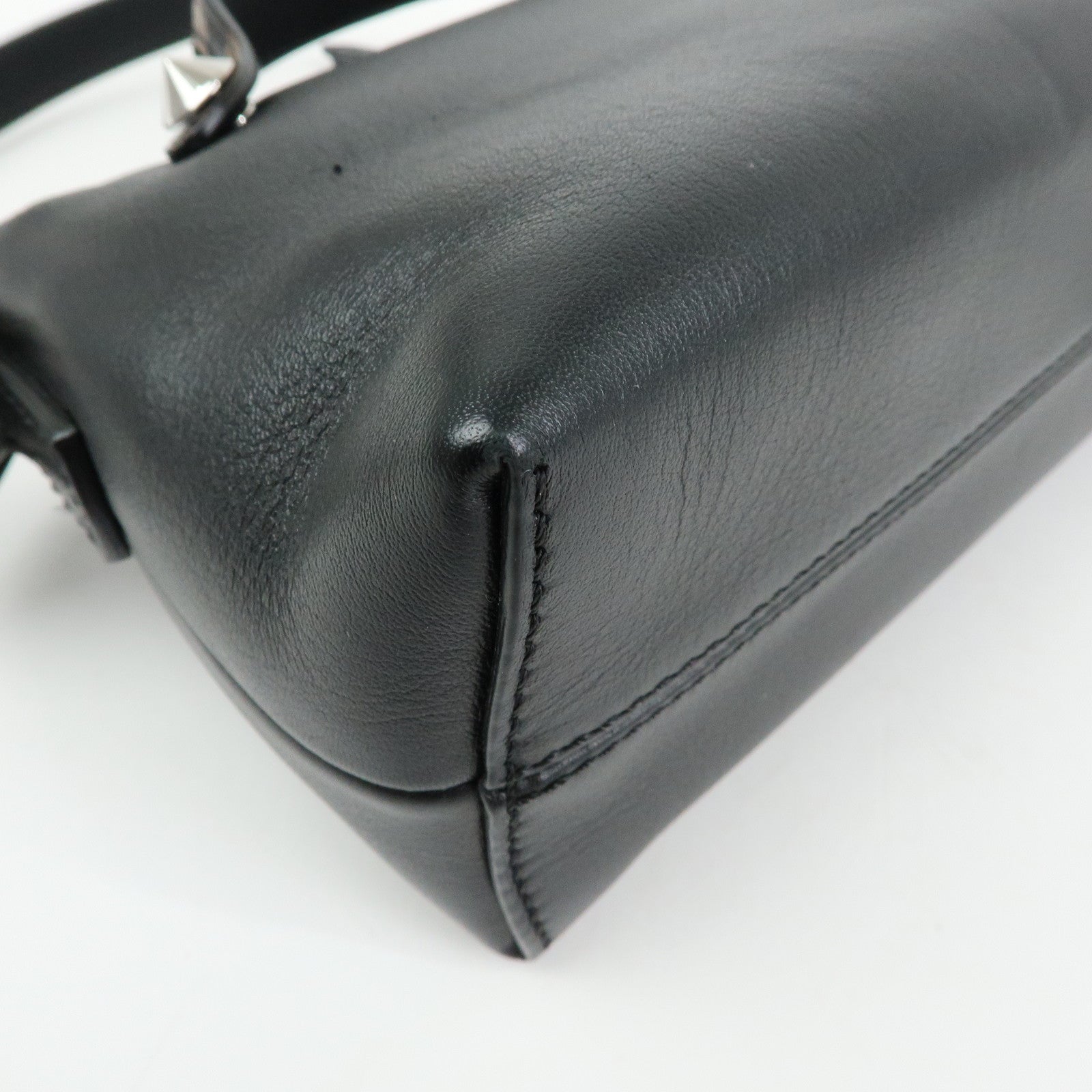FENDI By The Way Zucca Leather 2Way Shoulder Bag Black Brown 8BL145