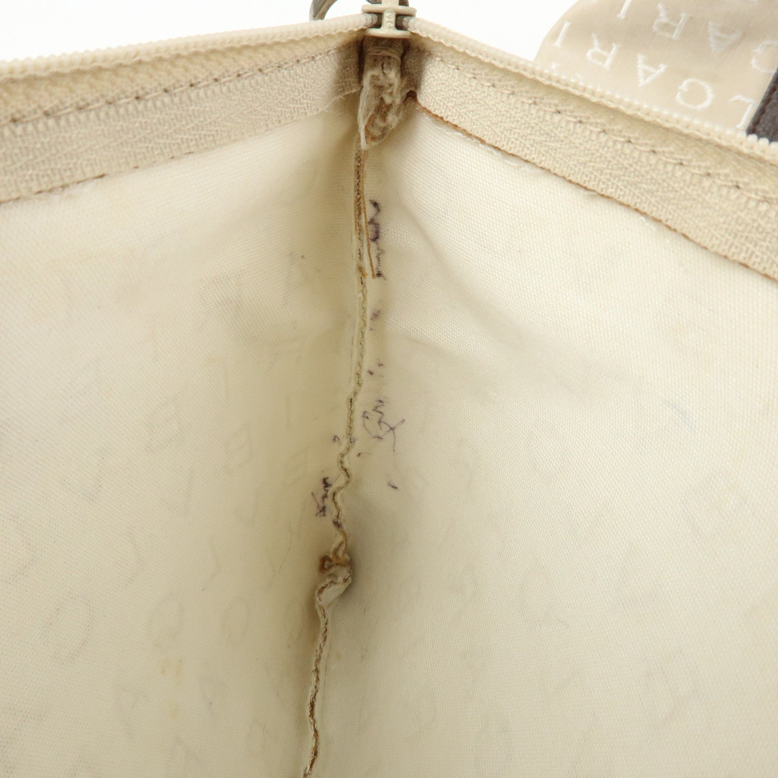 BVLGARI Logo Mania Canvas Leather Tote Bag Hand Bag Beige Brown