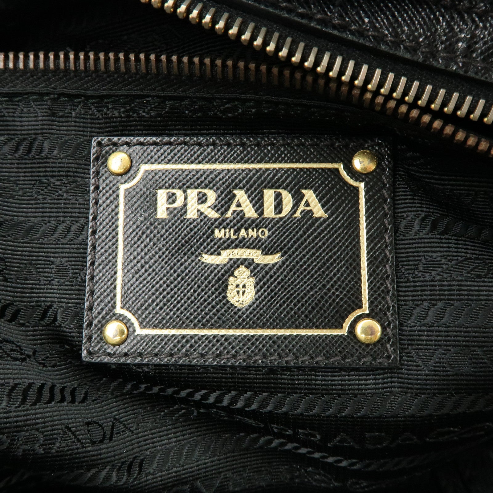PRADA Logo Nylon Leather Boston Bag Shoulder Bag Black BL0600