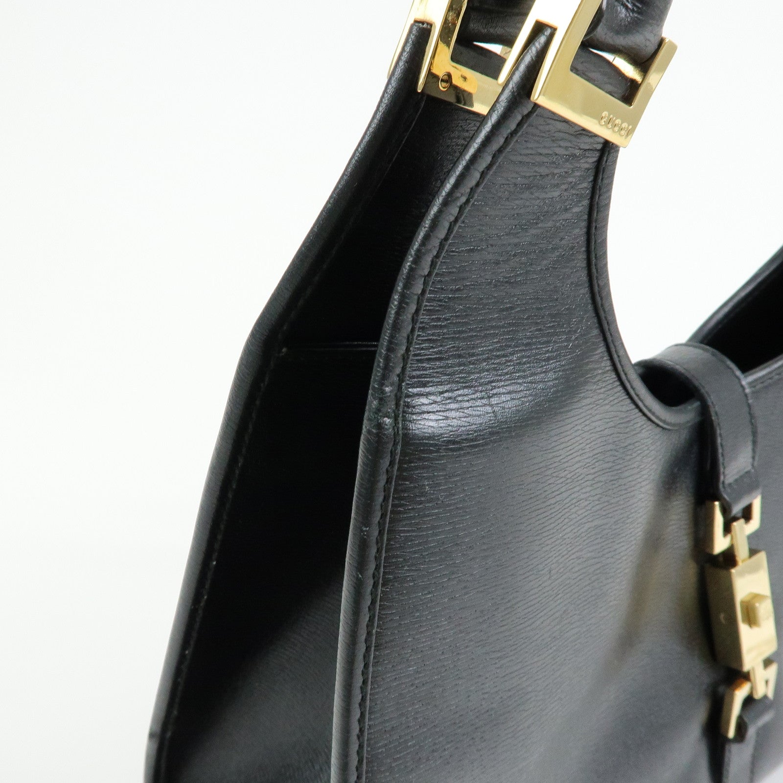 GUCCI Jackie Leather Shoulder Bag Hand Bag Black 002.1067