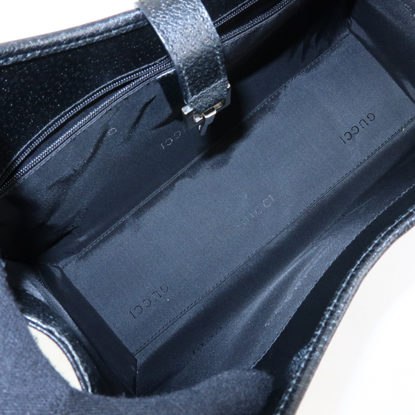 GUCCI Jackie Leather Shoulder Bag Hand Bag Black 002.1067