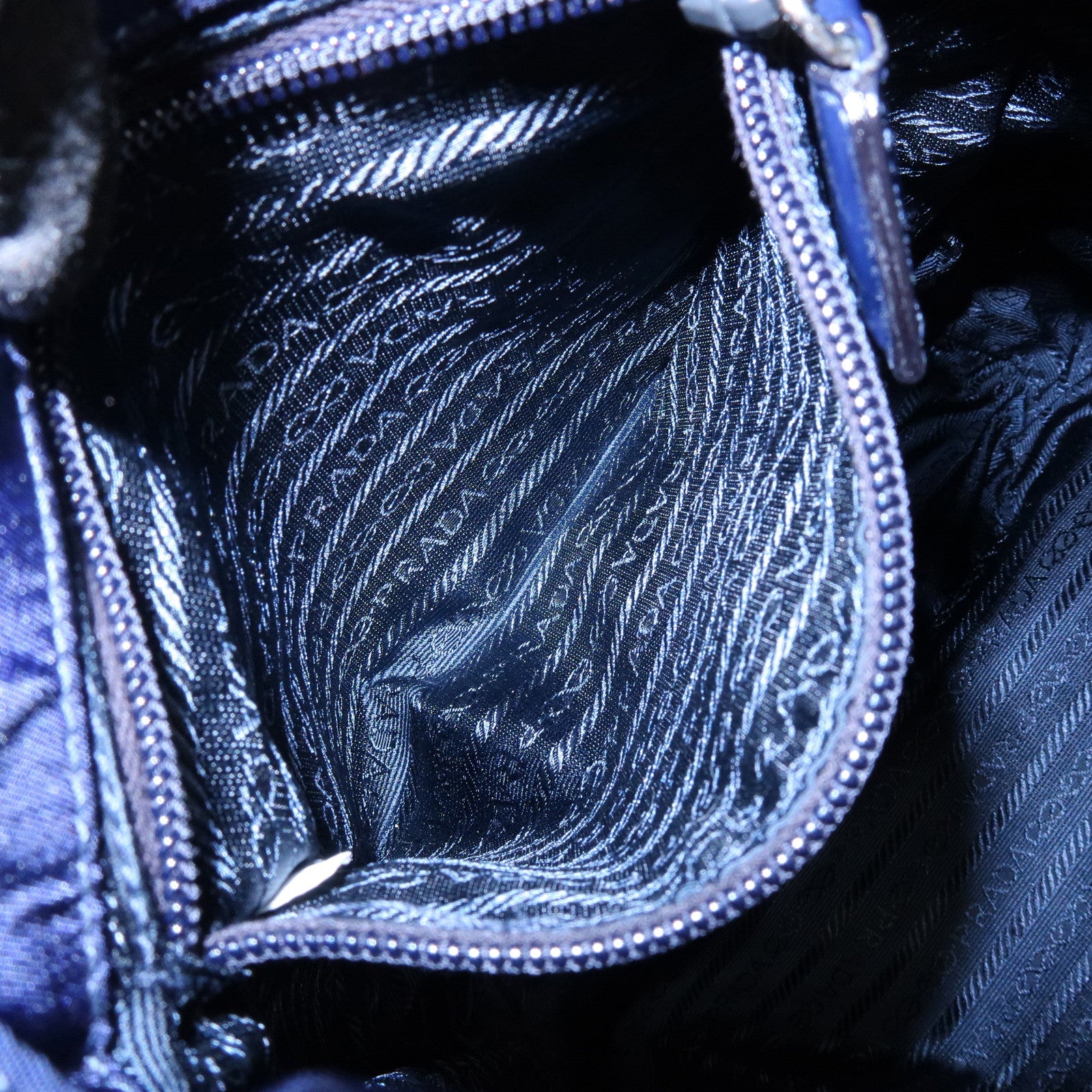 PRADA Triangle Logo Nylon Leather Backpack Rucksack Navy B4650F