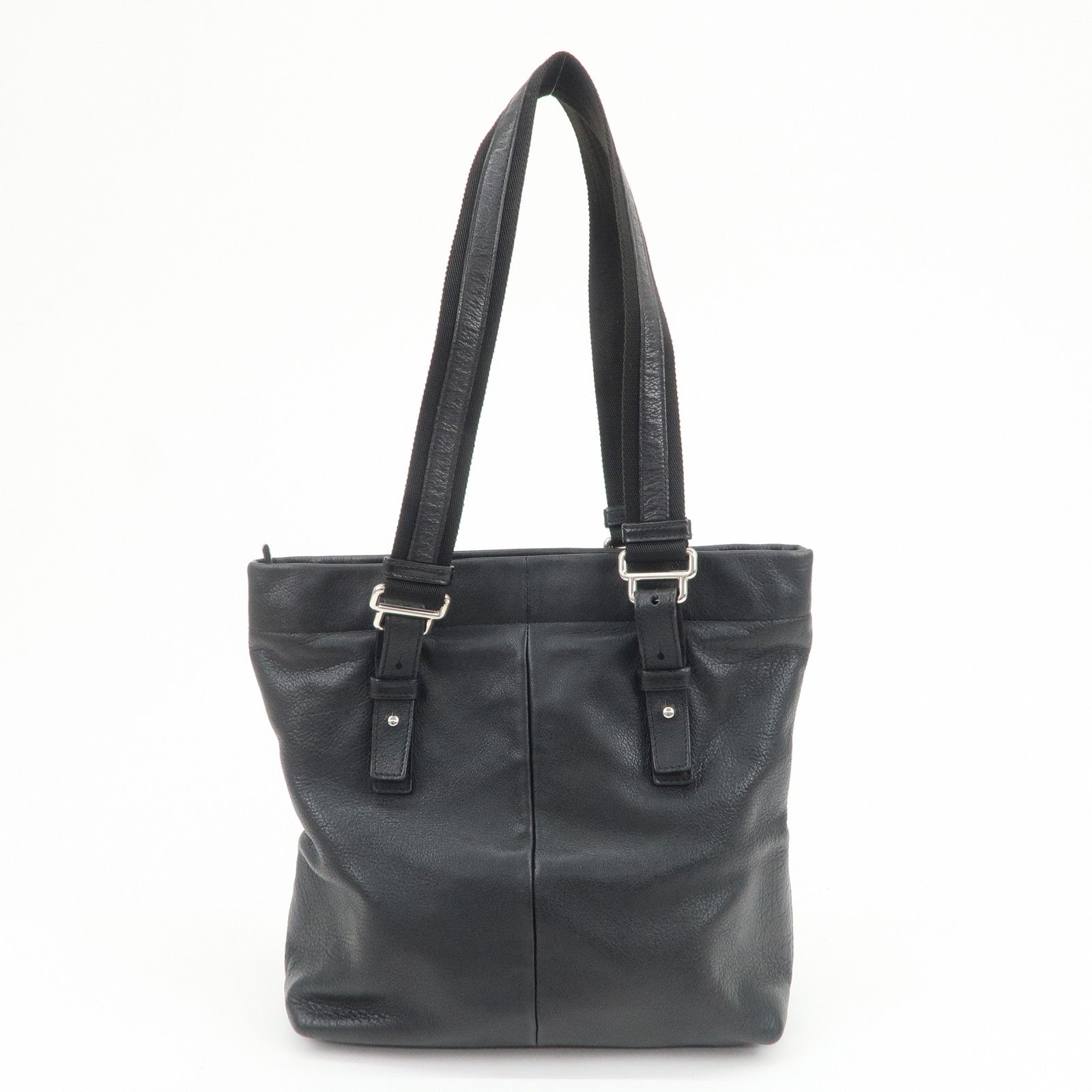 SAINT LAURENT PARIS Leather Canvas Tote Bag Hand Bag Shoulder Bag