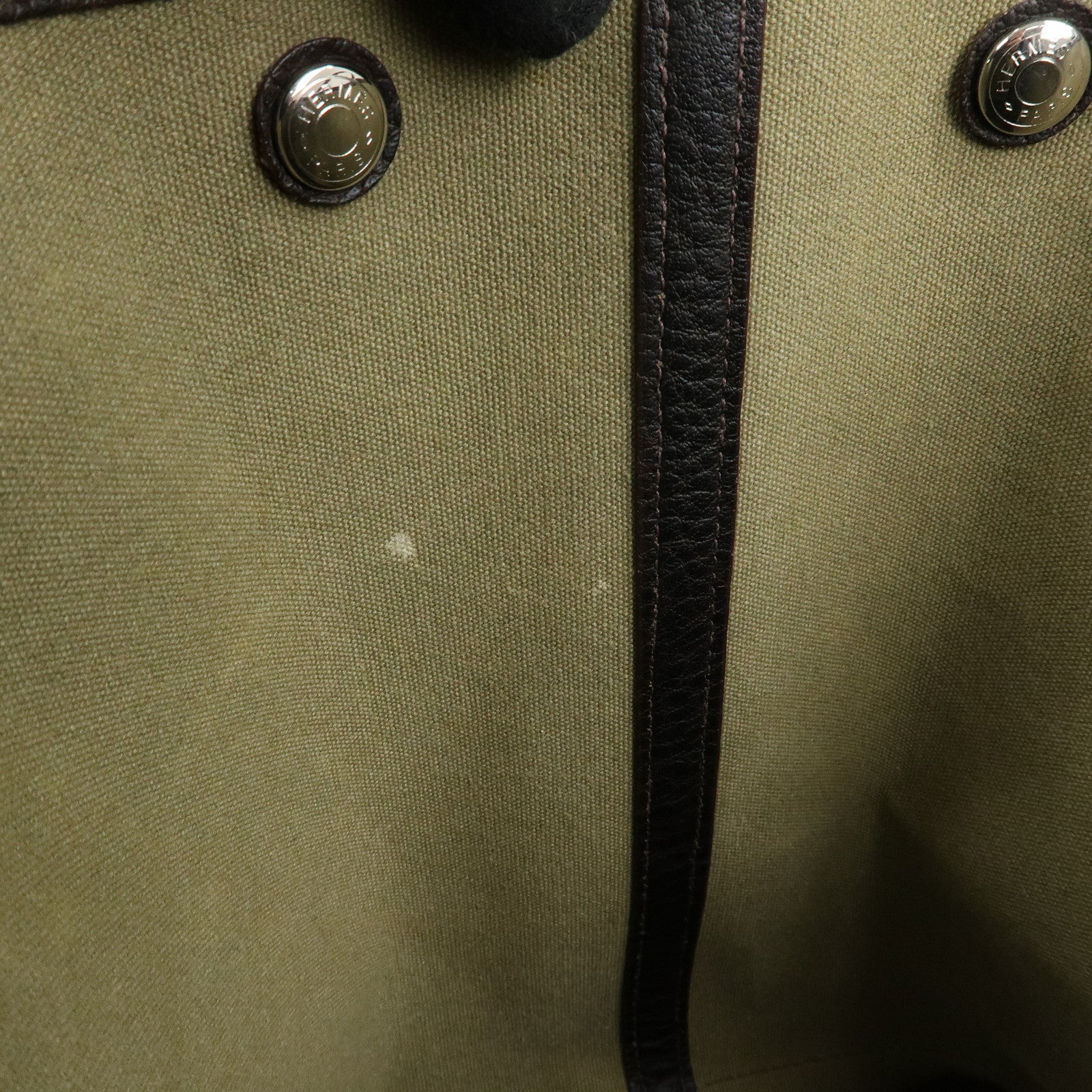 HERMES Toile Ash Negonda Garden Party PM □F Stamped Tote Bag Khaki