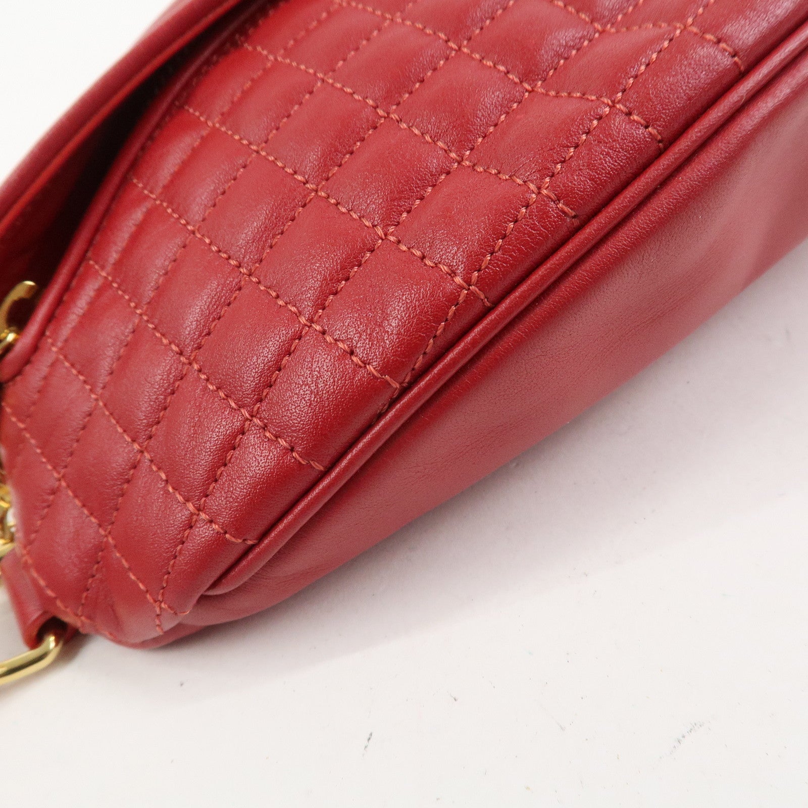 CELINE Leather C Charm Waist Bag Body Bag Red