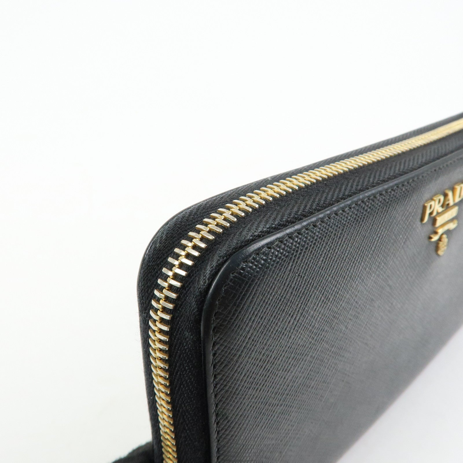 PRADA Saffiano Leather Round Zippy Long Wallet Black 1ML506