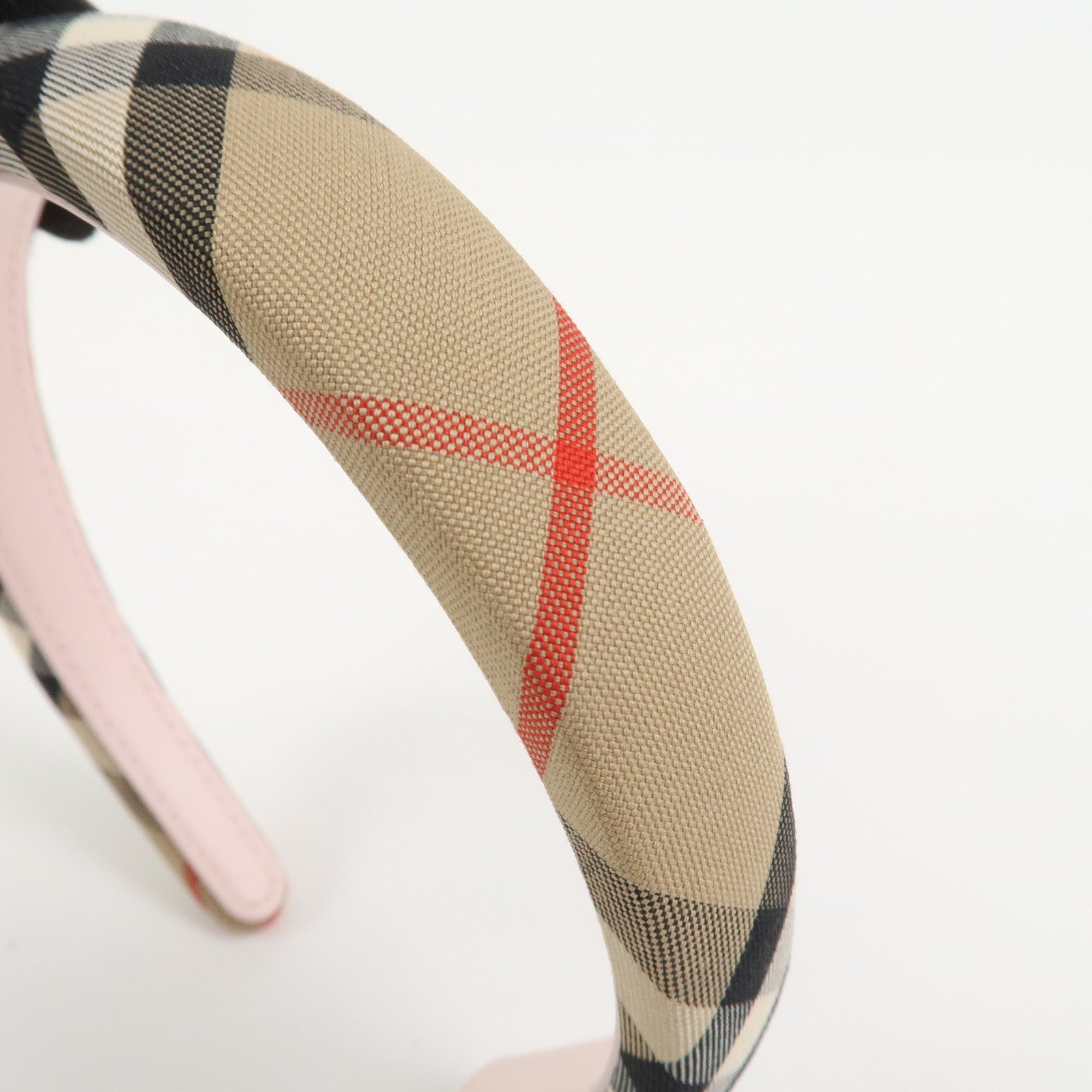 BURBERRY Nova Plaid Canvas Headband Beige