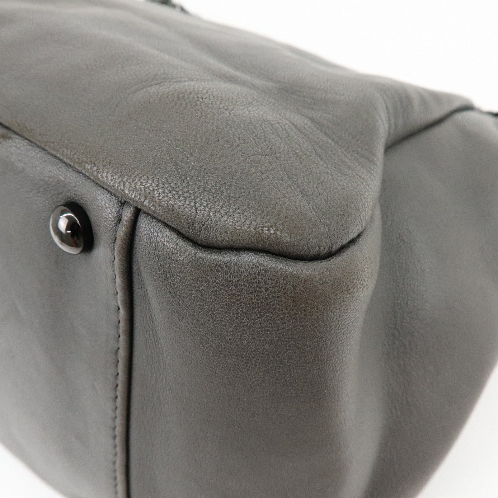 CHANEL COCO Mark Lamb Skin Chain Flap Shoulder Bag Gray