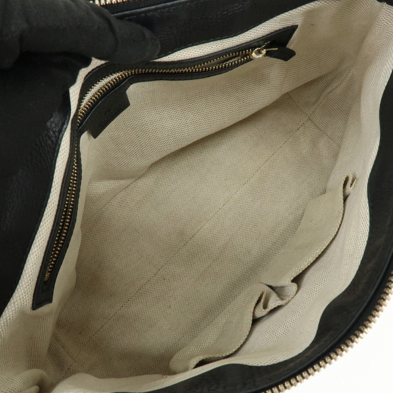 GUCCI SOHO Interlocking G Leather Tote Bag Hand Bag Black 308362