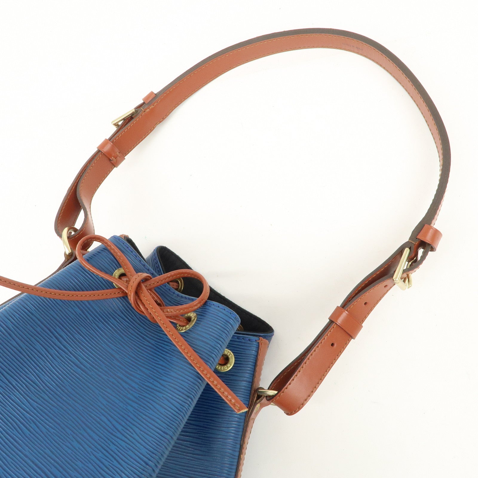 Louis Vuitton Epi Petit Noe Shoulder Bag Bi-Color Blue Kenya Brown Used