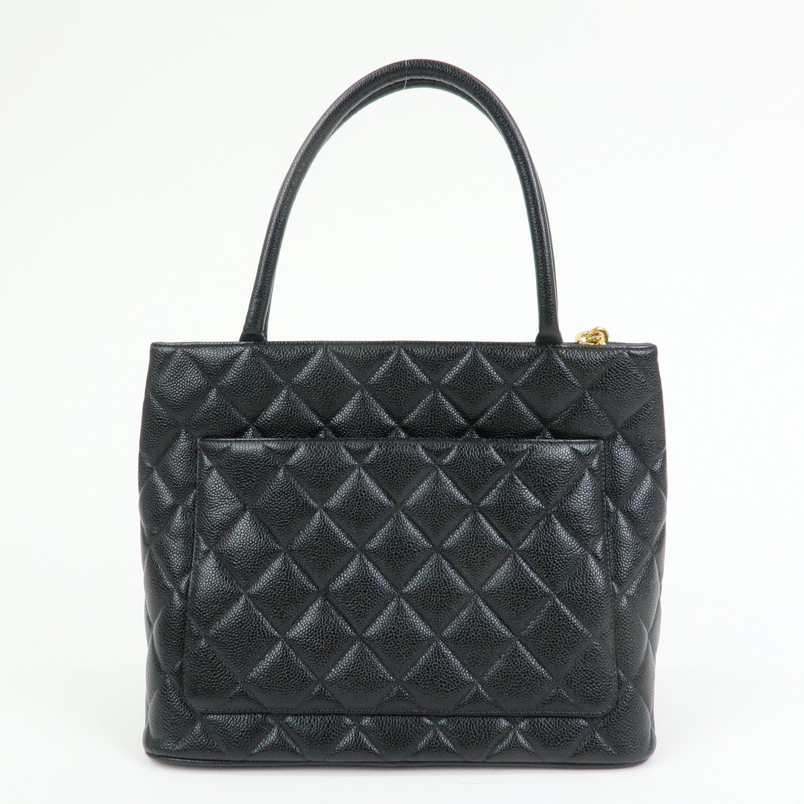 CHANEL Matelasse COCO Mark Medallion Caviarskin Tote Bag A01804