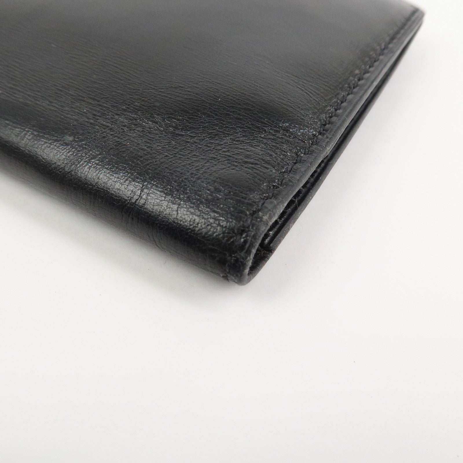 HERMES Bearn Classic Box Calf □E Stamped Bi-Fold Long Wallet Black