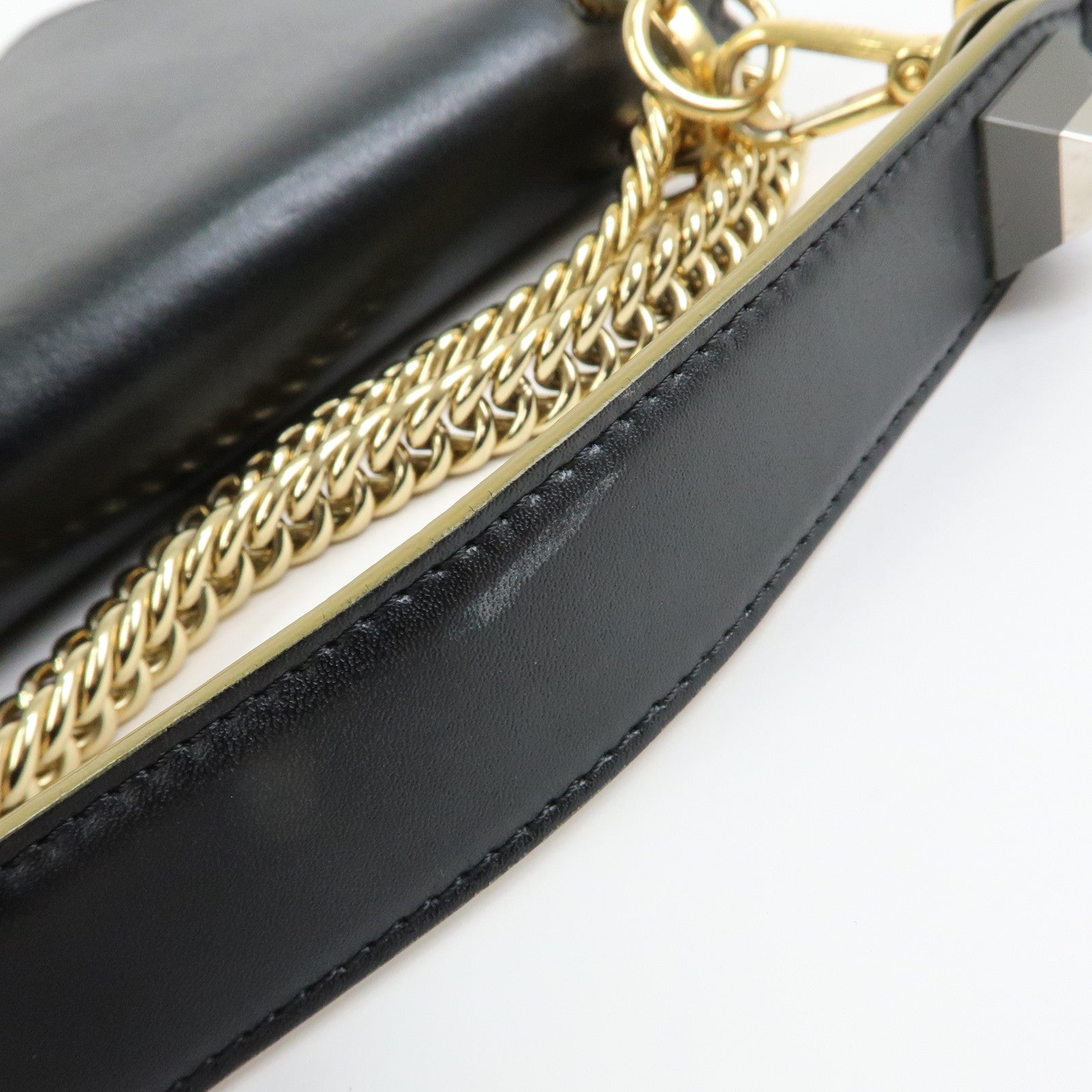 FENDI KAN I Leather 2Way Bag Shoulder Bag Hand Bag Black 8BT283