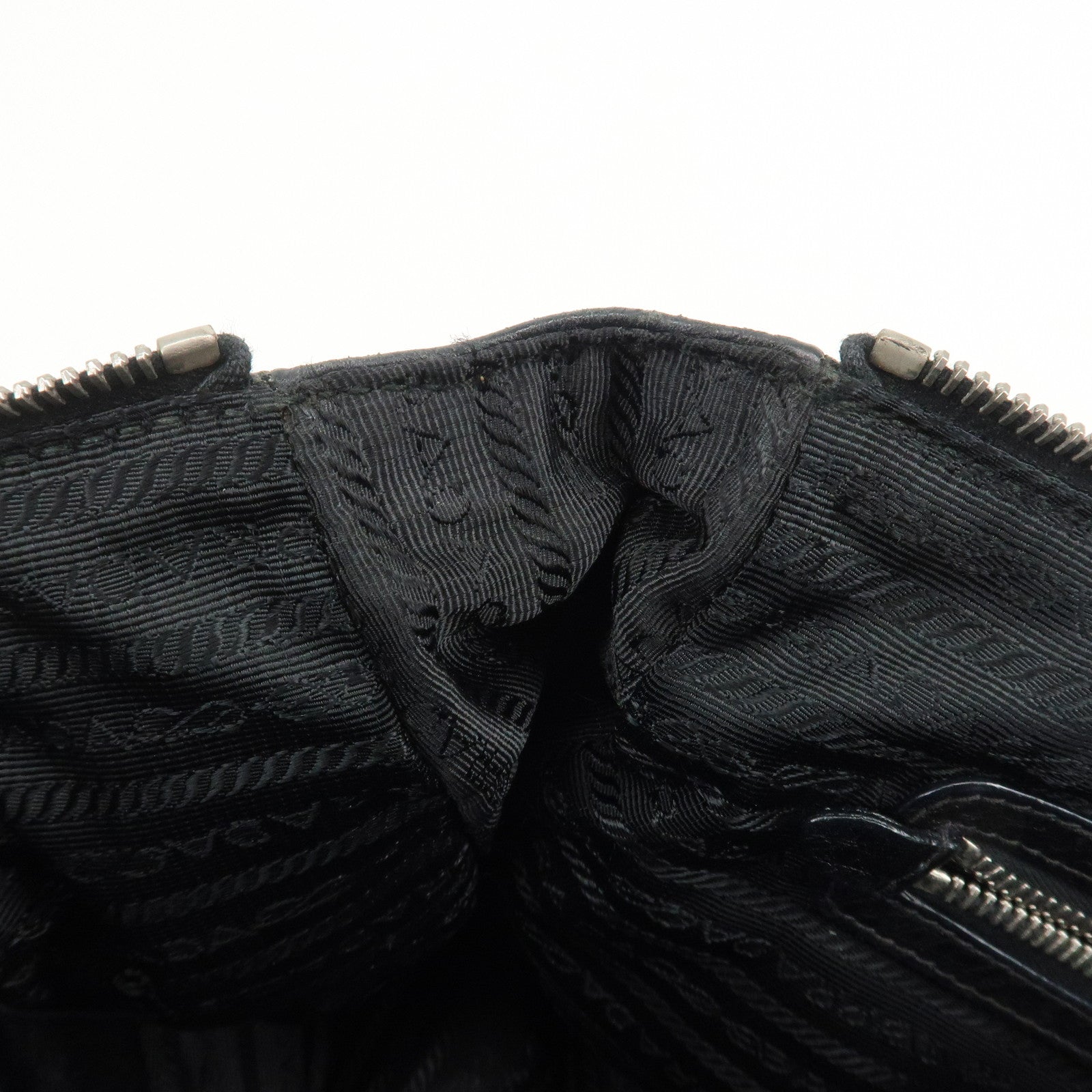 PRADA Logo Leather Shoulder Bag Hand Bag Tote Bag Black