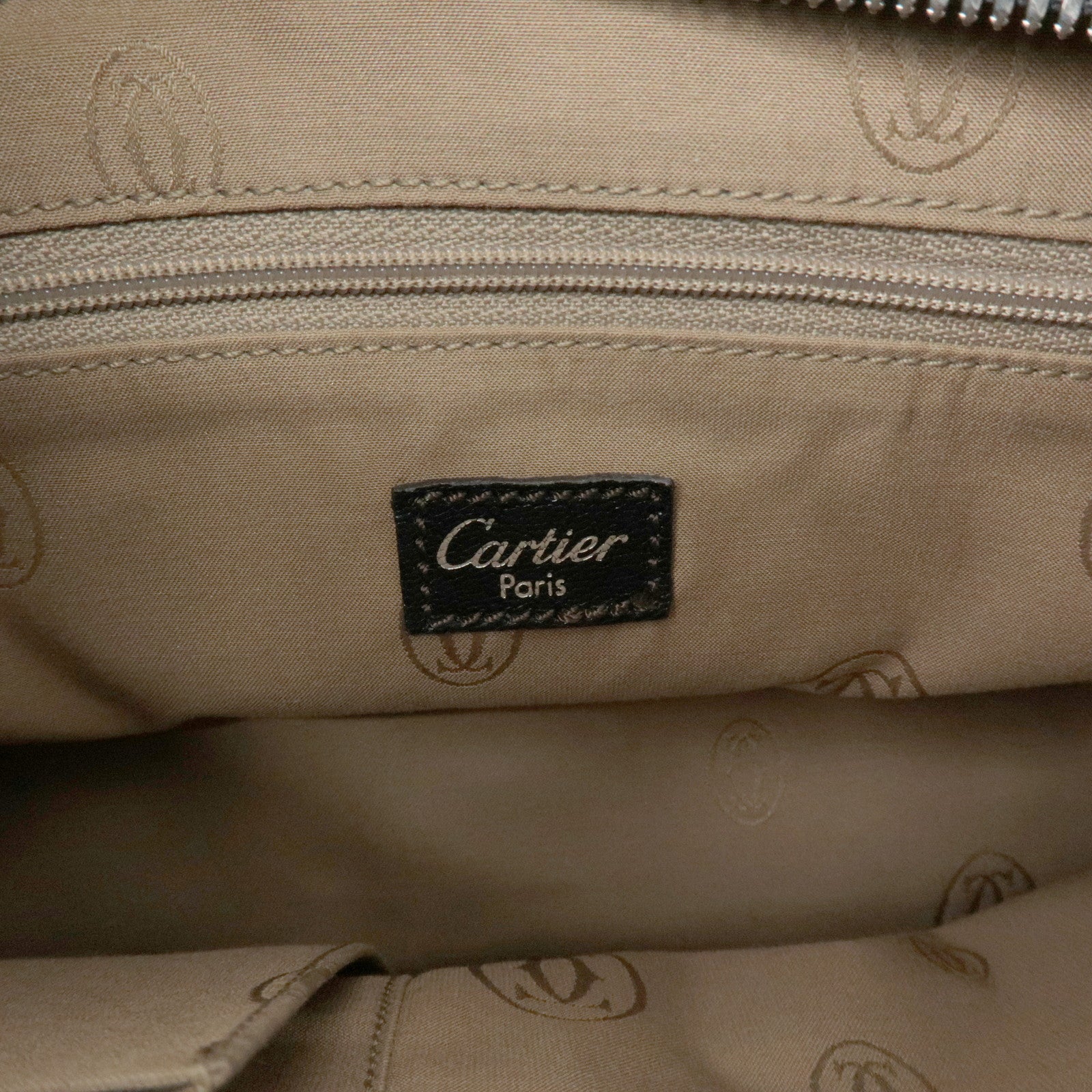 Cartier Must Line Leather Marcello Hand Bag Black Used